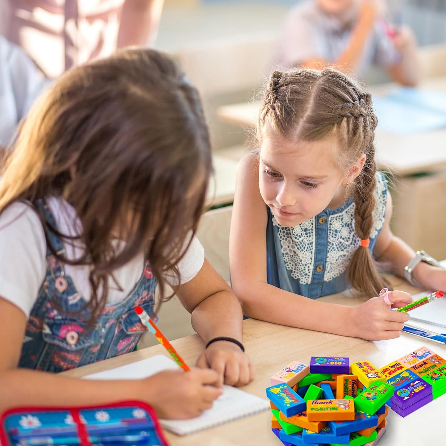 Cinrobiye 100 PCS Inspirational Pencil Erasers Bulk Motivational Cute Eraser Back to School Favor Goody Bag Filler Gifts for Students Classroom Office Teacher Prizes Reward School Supplies (Cute100)