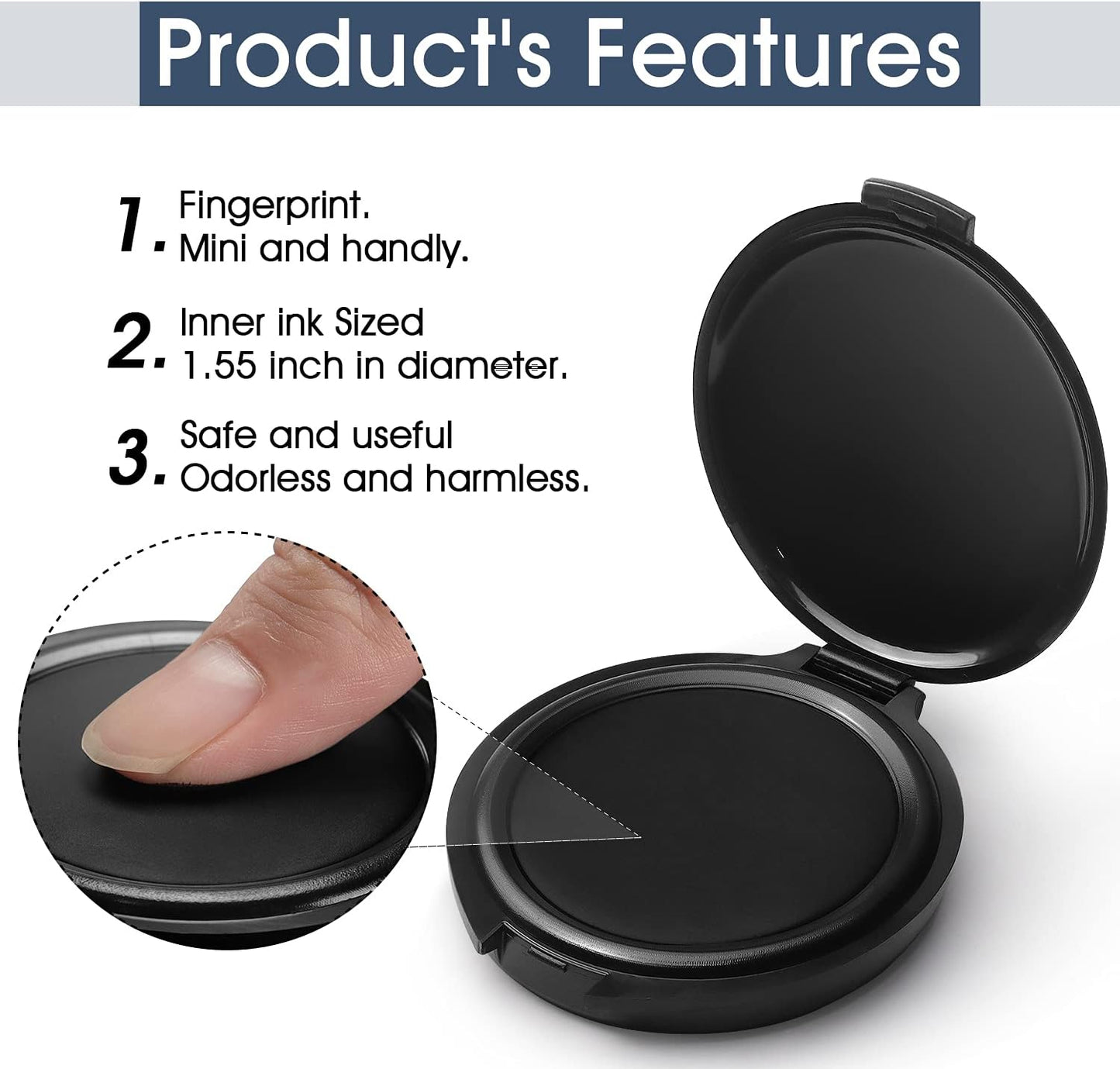 Hutou 3 Pack Stamp Pad Ink Pad Thumbprint Fingerprint Ink Pad for Notary Supplies Identification Security ID Fingerprint Cards Law Enforcement Fingerprint Black Stamp Ink pad