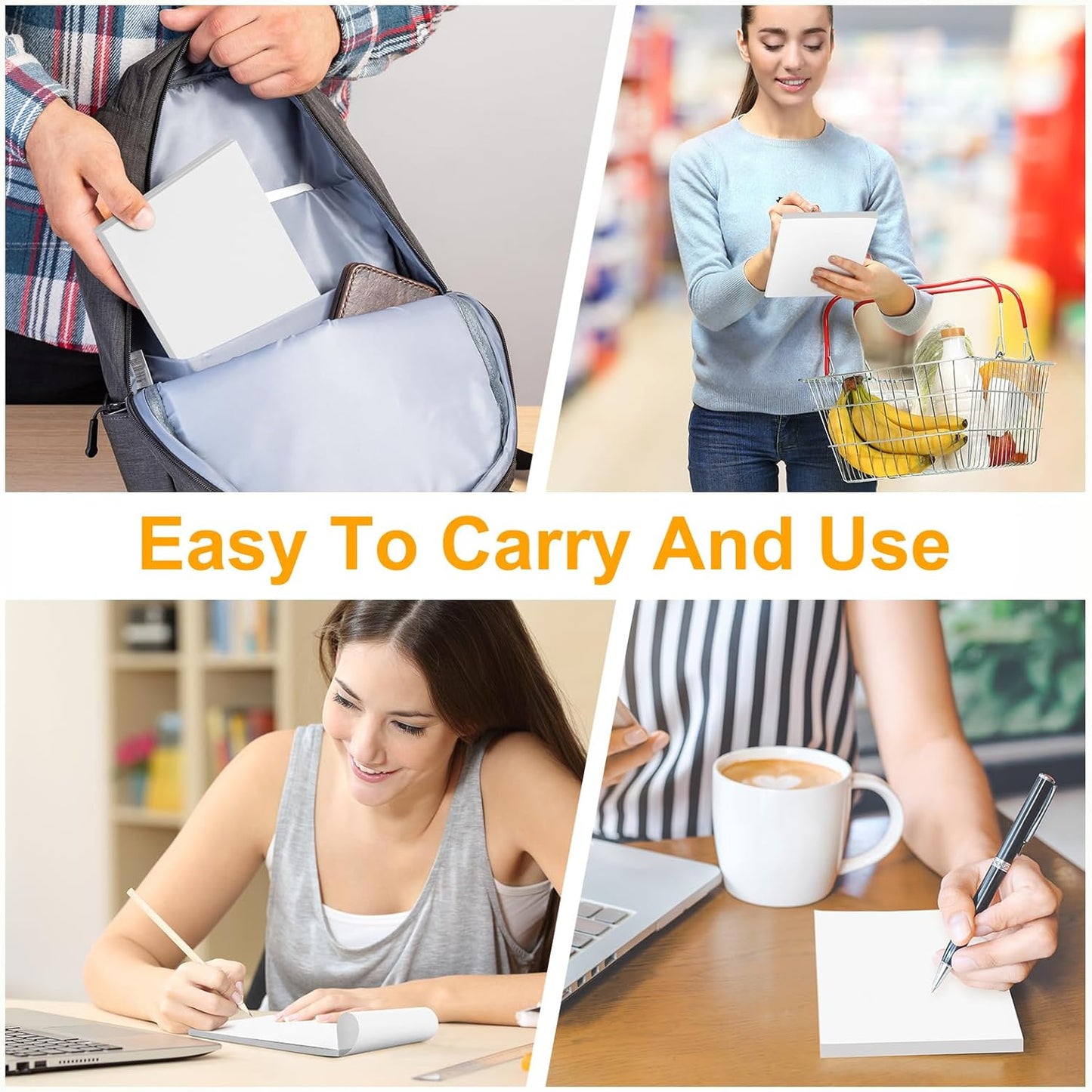 Fainne 3 x 5 Inch Paper Note Pads White Memo Pad Blank Writing Memo Scratch Paper for Waitress Waiter Book to Do Grocery List Small Notebook Restaurant Checkbook, White(120 Pack)