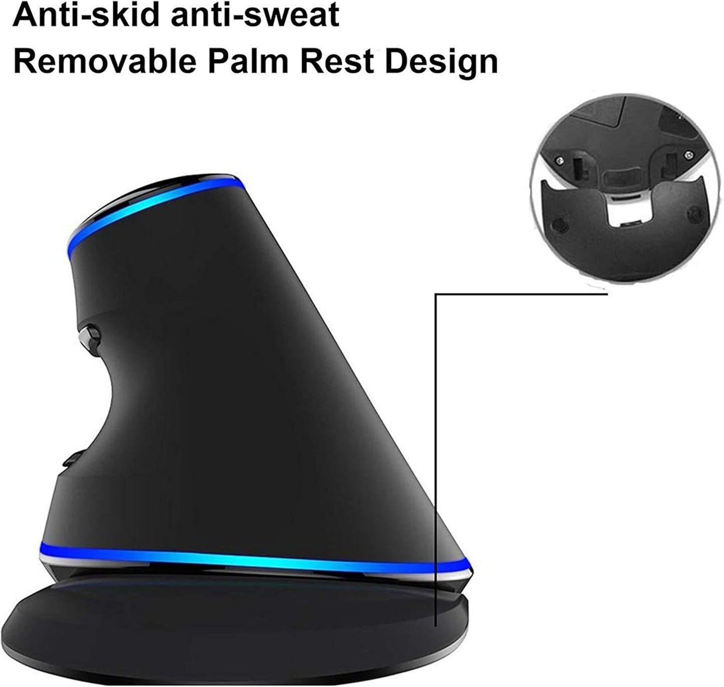 J-Tech Digital Wired Ergonomic Vertical USB Mouse with Adjustable Sensitivity (600/1000/1600 DPI), Scroll Endurance, Removable Palm Rest & Thumb Buttons [V628]