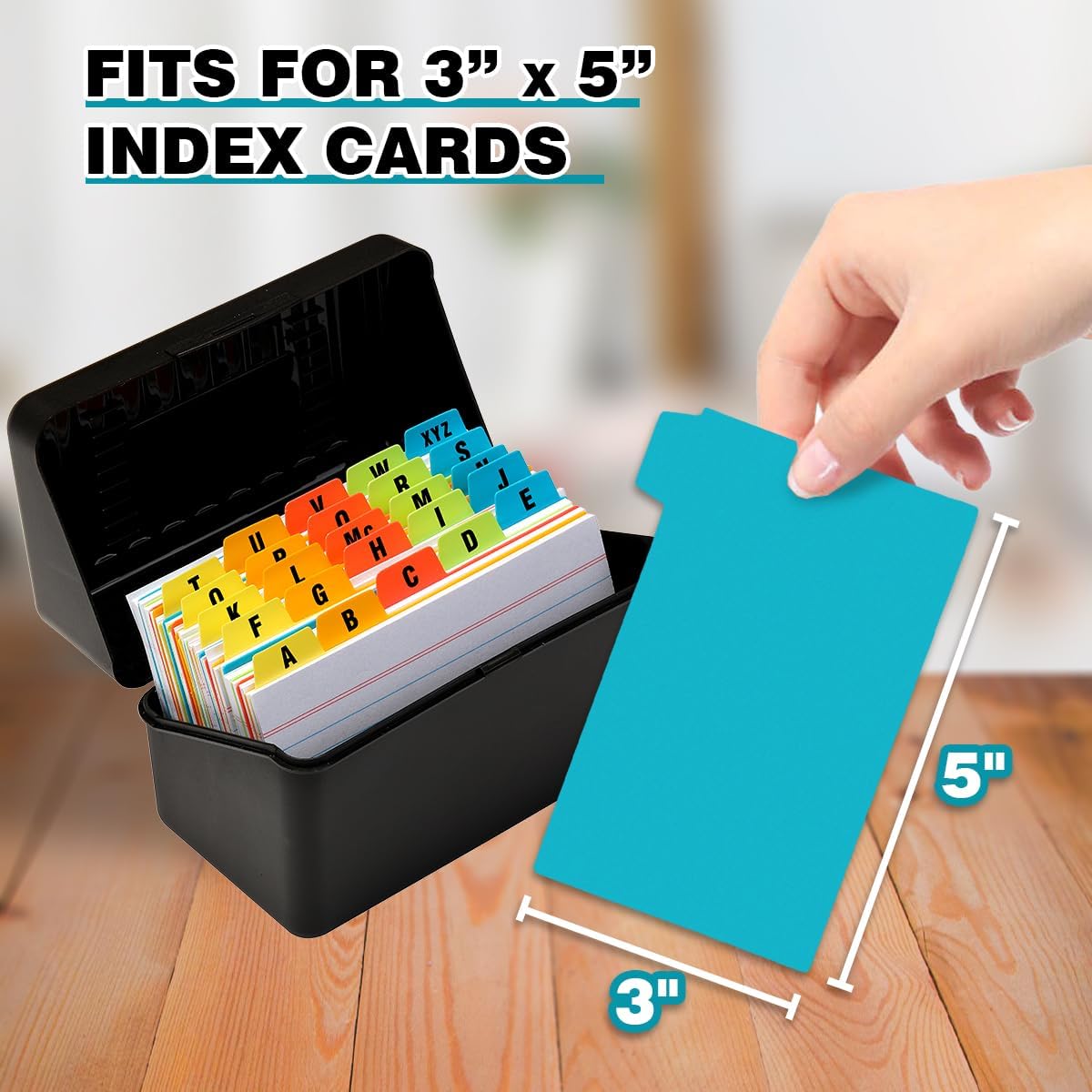 Chell 3x5 Plastic Index Card Dividers, Heavyweight Poly Index Card Guides A-Z for Flash Cards and Recipe Cards, with Alphabetical/Blank Stickers, Pack of 25