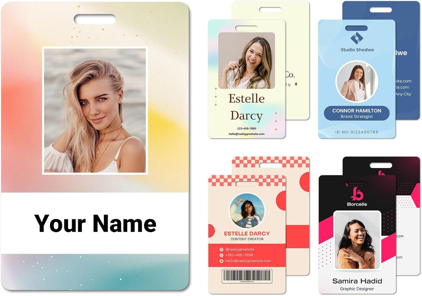 Custom Id Badge Custom Id Card Identification Badges Customizable Personalized Name Badge Customize Name Tag Photo Logo Employee Work Office Volunteer Customized Personal (Vertical-11)