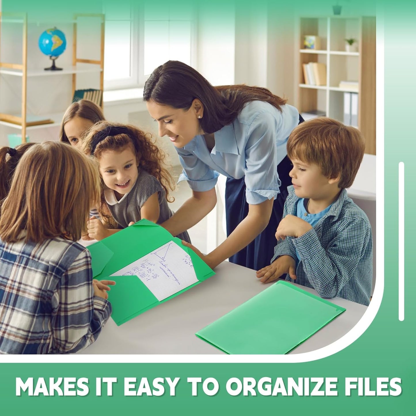 Henoyso 36 Pcs Plastic Folders with Clear Front Pockets Heavy Duty File Folders with 2 Pockets and Card Slot for Student Communication School Office Presentation Report (Green)