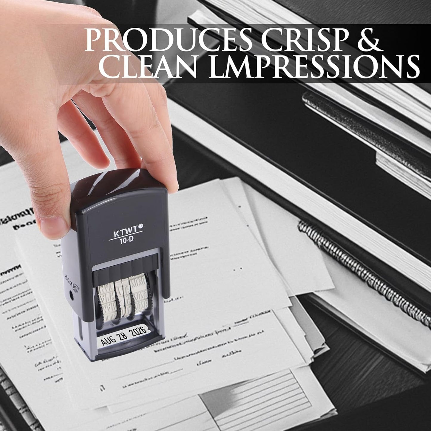 Date Stamp, Self-Inking Date Stamps, US Format MMM-DD-YYYY, Black Impression – 3/4" x 1", Self-Inking Date Stamp for Marking Office documents, Legal Papers, Bills, Mail, Teachers Correcting Homework