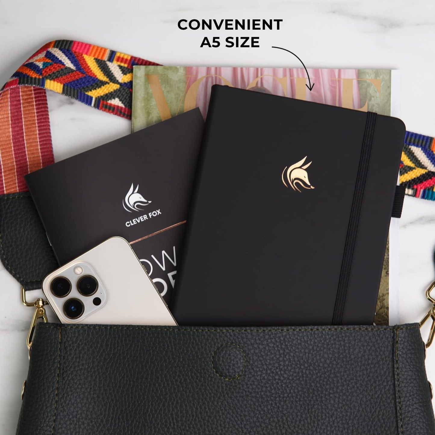 Clever Fox Dated Planner Premium 2025 – Weekly Agenda for Planning & Time Management –Notebook with Habit Tracker & To-do List (Black)