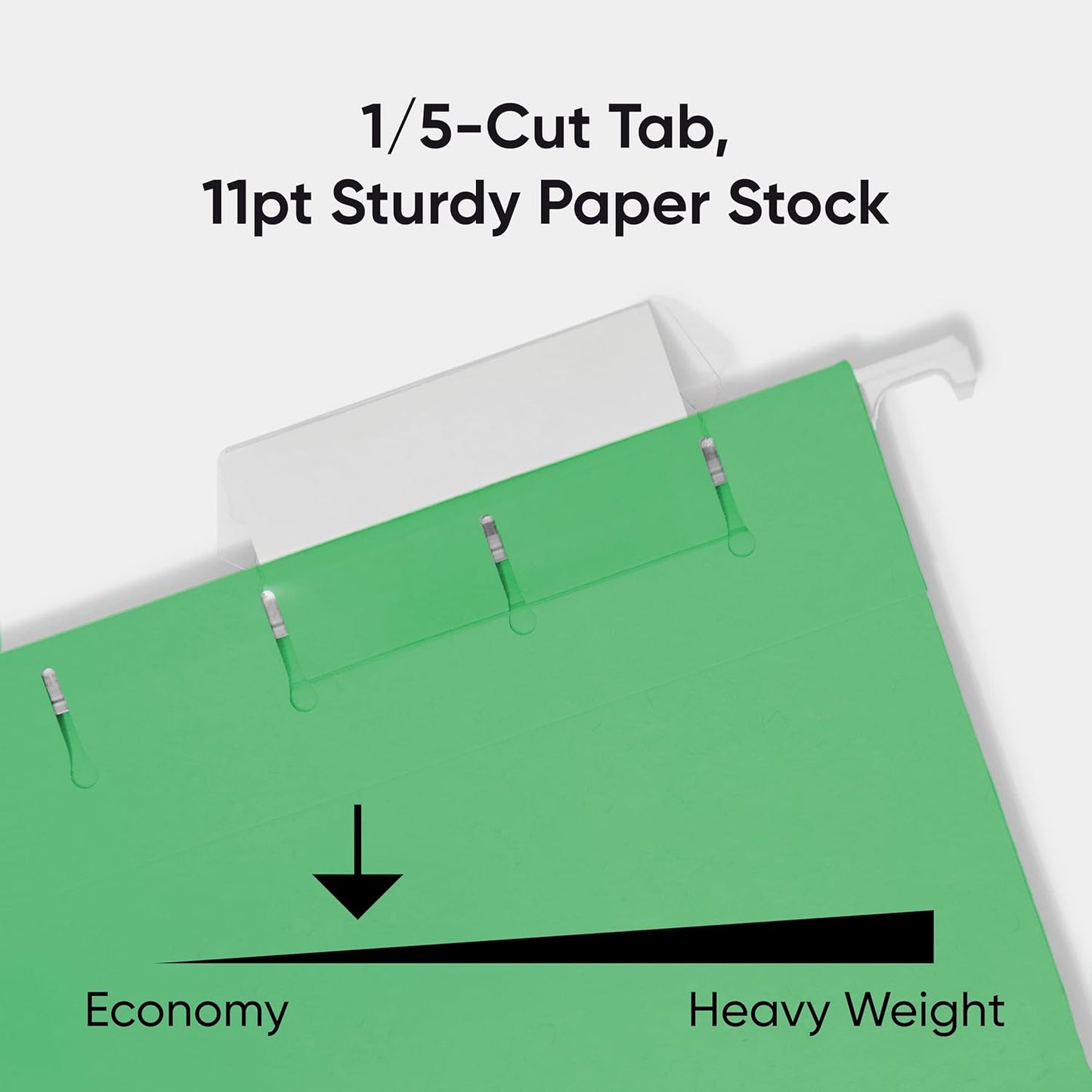 Smead Standard Hanging File Folders, 25 Count, Green, 1/5-Cut Adjustable Tabs, Letter Size (64061)