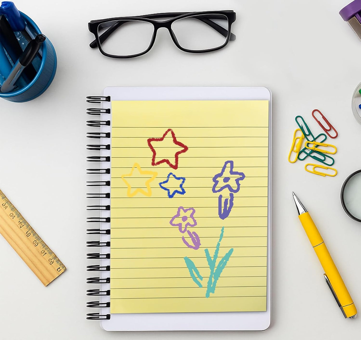 6 Pack 8x6 Inch Lined Sticky Notes, 300 Sheets Large Yellow Sticky Notes with Lines Super Sticking Power Memo Pads, Self-Stick Note Pads for School Office Home