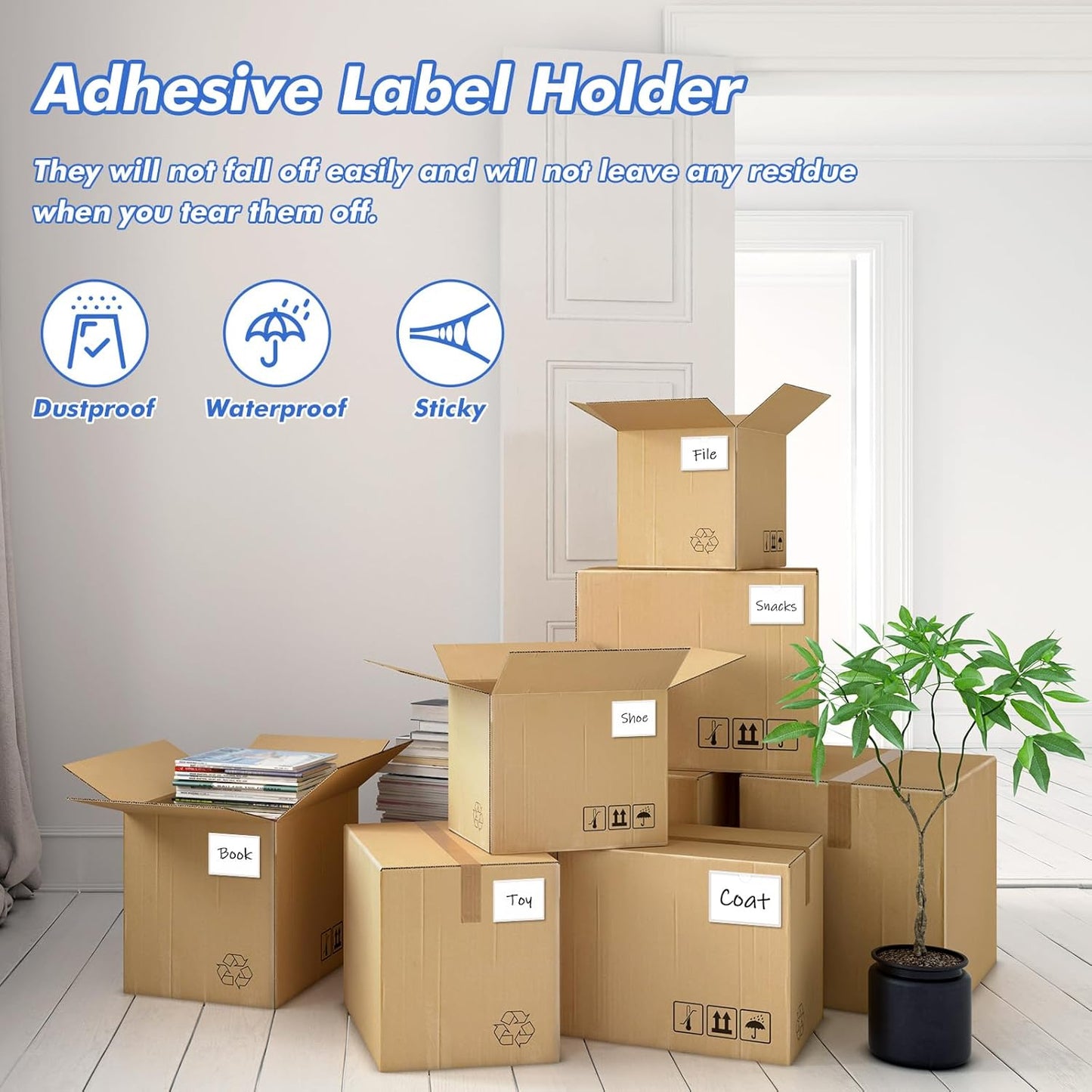 Circloophs 100 Packs Self Adhesive Index Card Pockets for 3”x 5” Card, Adhesive Label Holders with Top Open - 3.7”x 5.3” Clear Adhesive Label Pockets for Storage Bins, Locker, Shelves, Library, Office