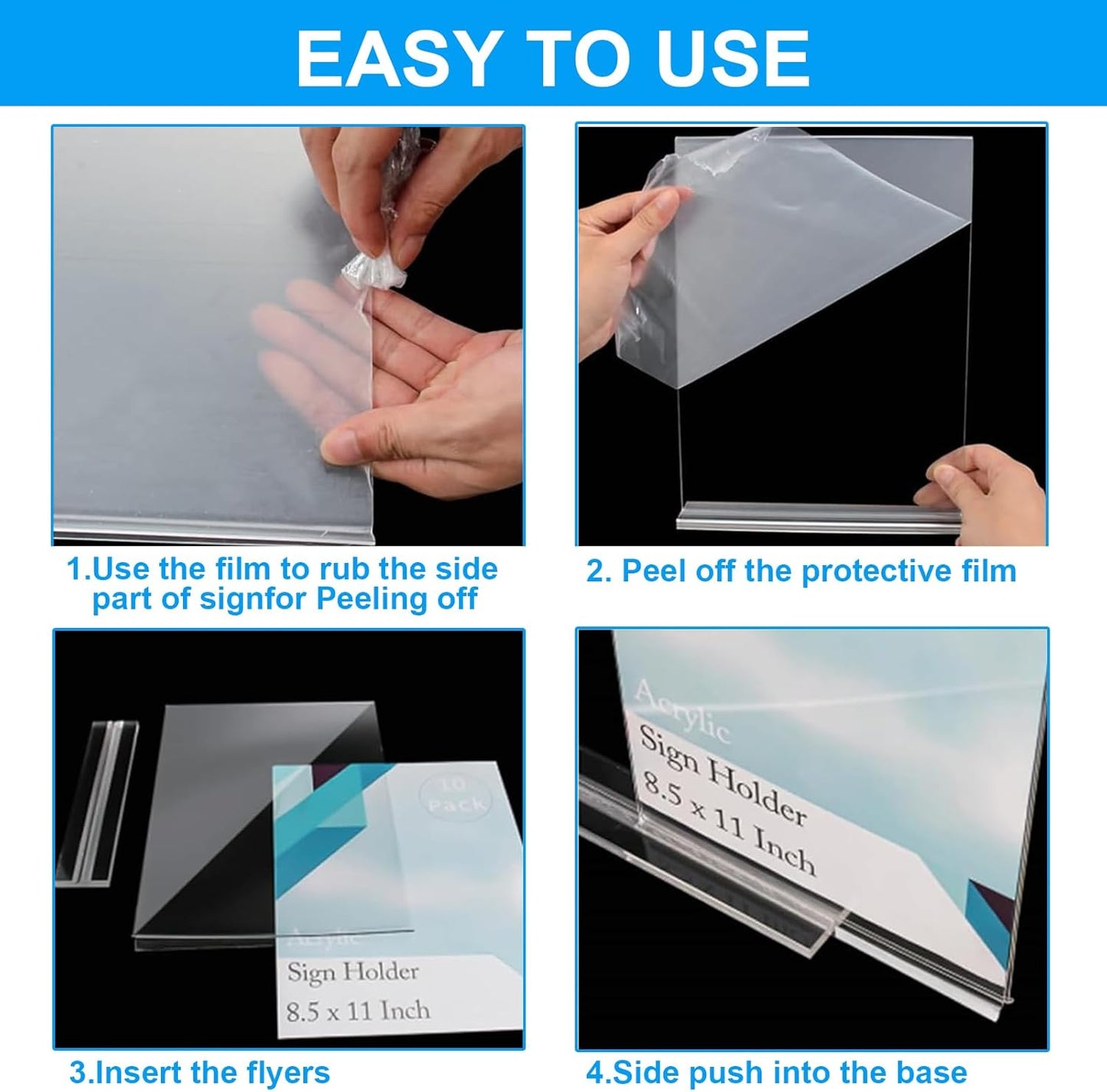 EHWINE 24 Pack Acrylic Sign Holder 4x6, Double-Sided Stand up Table Top Sign Holders, Clear Acrylic Picture Frame Paper Holder Display Stand for Office Business Store Wedding Party