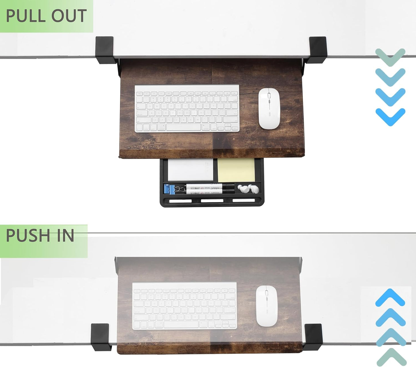 ETHU Keyboard Tray Under Desk, 19.7" X 12.2" Small Size C Clamp Keyboard Drawer Under Desk, Computer Keyboard Stand Slide Pull Out, Ergonomic Keyboard Tray for Home, Office (Wood)