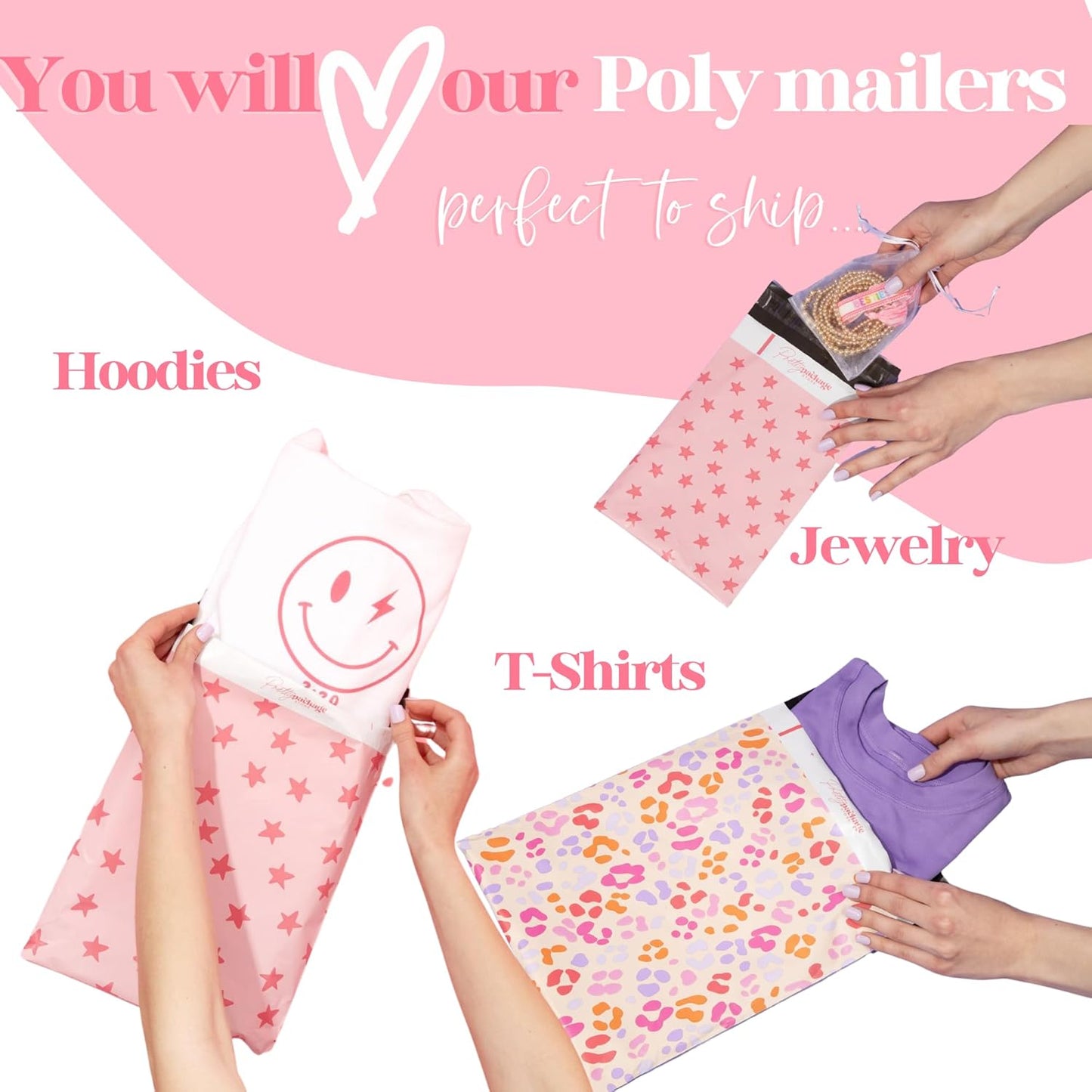 6x9 Designer Poly Mailer 100 Pack Heavy Duty Waterproof Self Seal Shipping Bags for Small Business Large Mailing Envelopes Bulk Tear Resistant Packaging Blue Bows