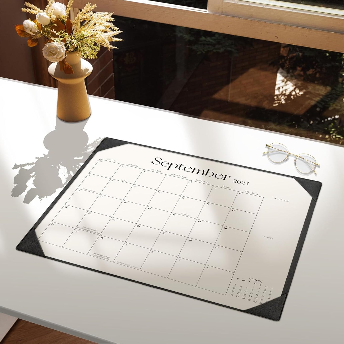 Large Desk Calendar 2025-2026 with Desk Mat, Desktop Calendar 18 Monthly Runs From July 2025 to December 2026, Desk Pad Calendar 22 x 17 Inch Perfect for Planning, Organizing, and Scheduling Your Life (Black)