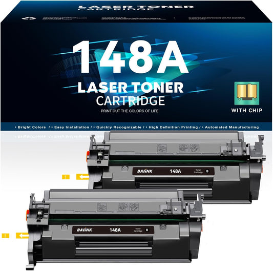 148A Toner Cartridge (with Chip) Compatible Replacement for HP 148A 148X W1480A W1480X Compatible for HP Pro 4001dw 4001dn 4001n MFP 4101fdw 4101fdn Printer (2 Black)