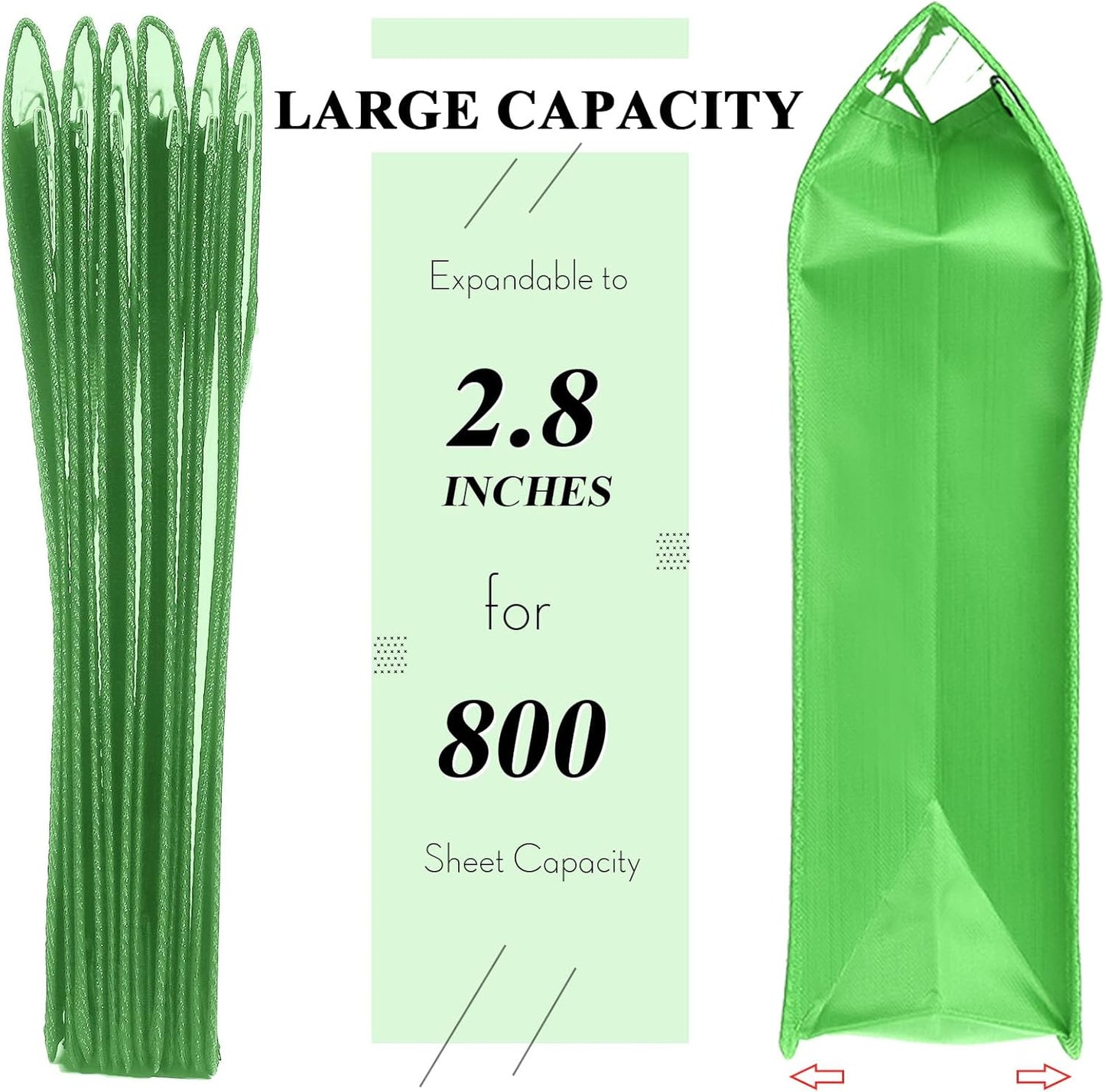 Epakh 10 Pieces Plastic File Folders Envelope Expanding File Wallet Organizer Documents Folder with Snap Closure and Pocket, A4 Size Waterproof Transparent Pouch (Green,Horizontal)