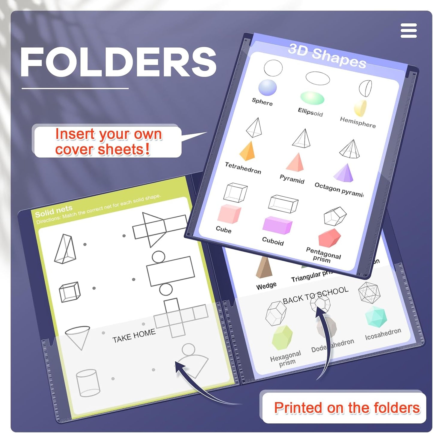 Henoyso 24 Pcs Folders Take Home Heavy Duty 2 Pocket Homework Folders with Clear Front Pockets for Elementary Students Parent Teacher Communication (Navy Blue)