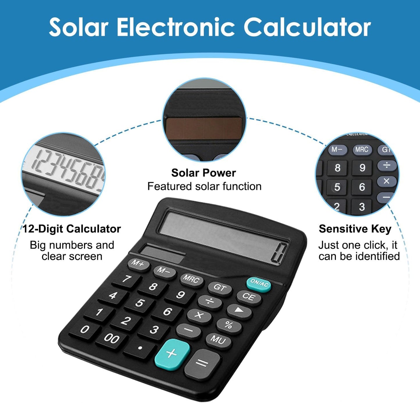 8 Pack Office Calculators Desktop, 12-Digit Solar Basic Desktop Calculator Dual Power Electronic Calculators with Large LCD Display Big Button for Office Home and School