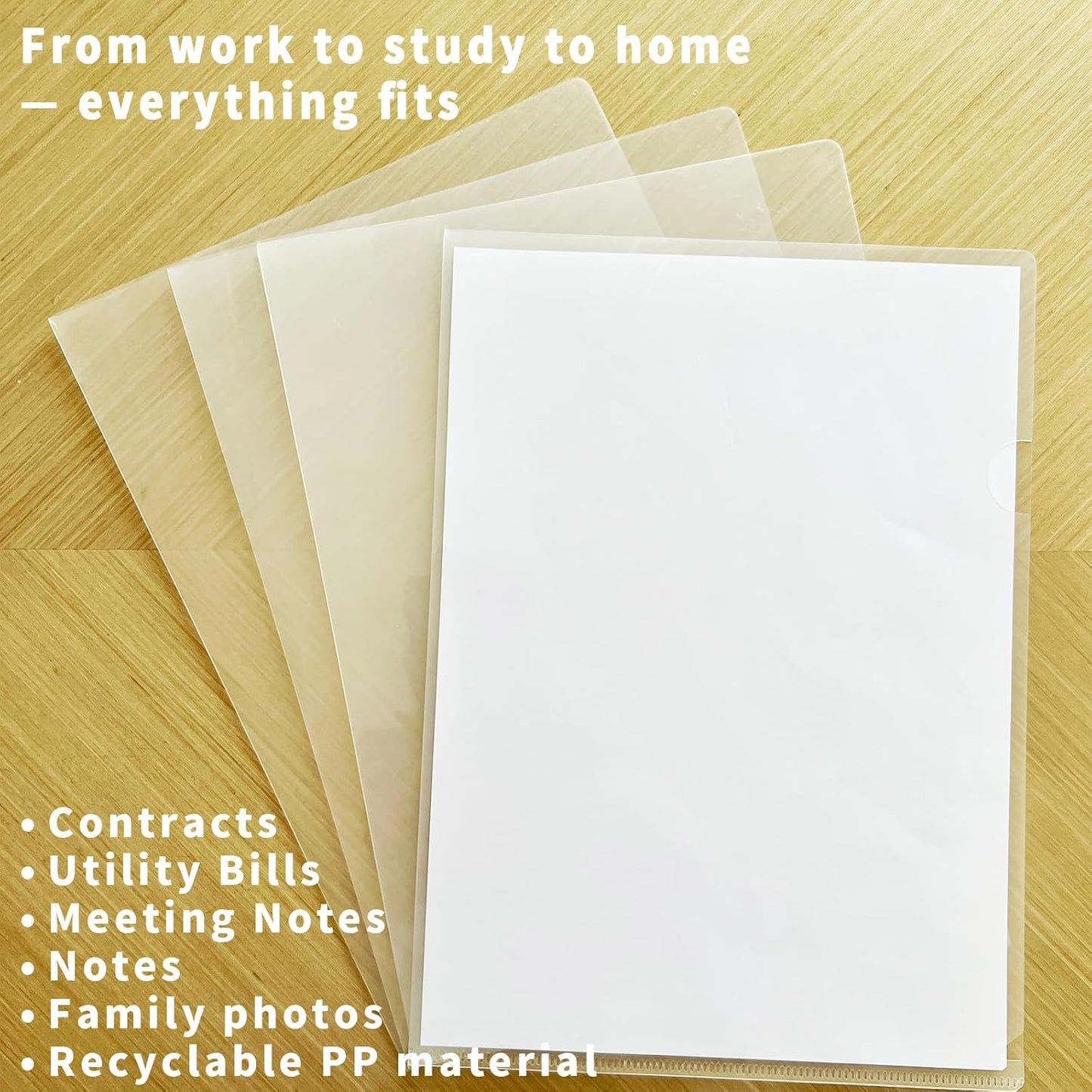 10 Pack Thick Clear Plastic Folders – Fits A4 & Letter Size Paper 8.5x11 Inch, Waterproof Document Protectors, Keeps Documents Organized for School, Office & Home