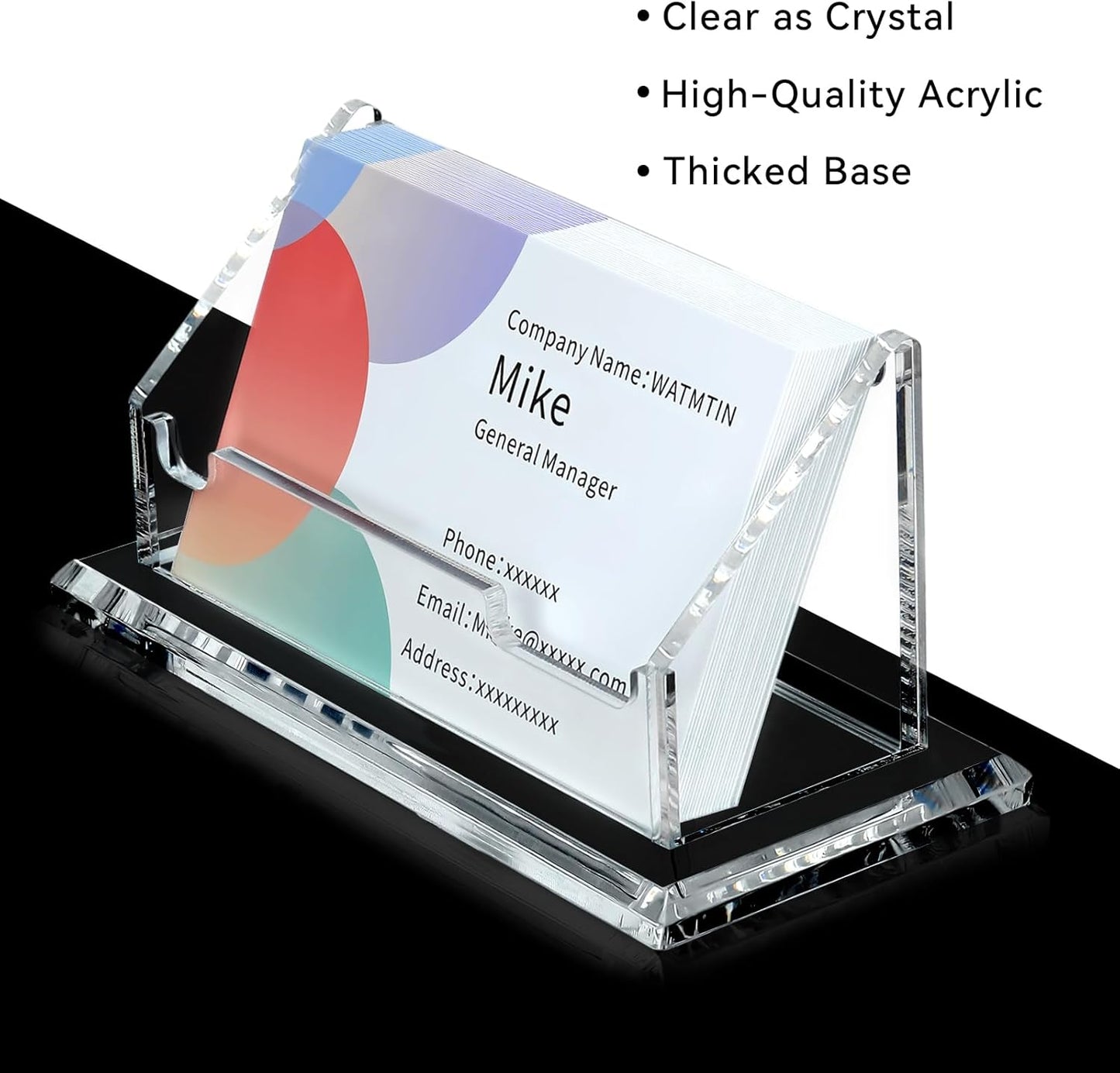 1 Pcs Acrylic Business Card Holder, Horizontal Acrylic Card Holder, Clear Business Name Cards Display Stand for Women and Men Desk Accessories, 1 Slot