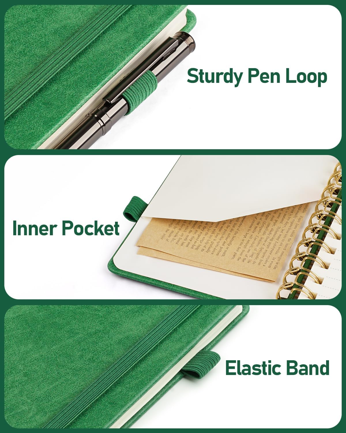 WEMATE Password Book with Alphabetical Tabs, Spiral Password Keeper Book for Seniors, Internet Password Notebook Password Journal Logbook Log in Detail, Small – 4.7''x 6'' (Grass Green)