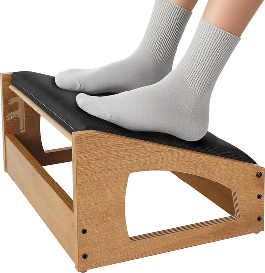 Ergonomic Foot Rest, 4 Adjustable Height Foot Stool,Footrest Under Desk， Soft Cushions,Foot Rest Office,Improving Posture, Promoting Blood Circulation（Natural）
