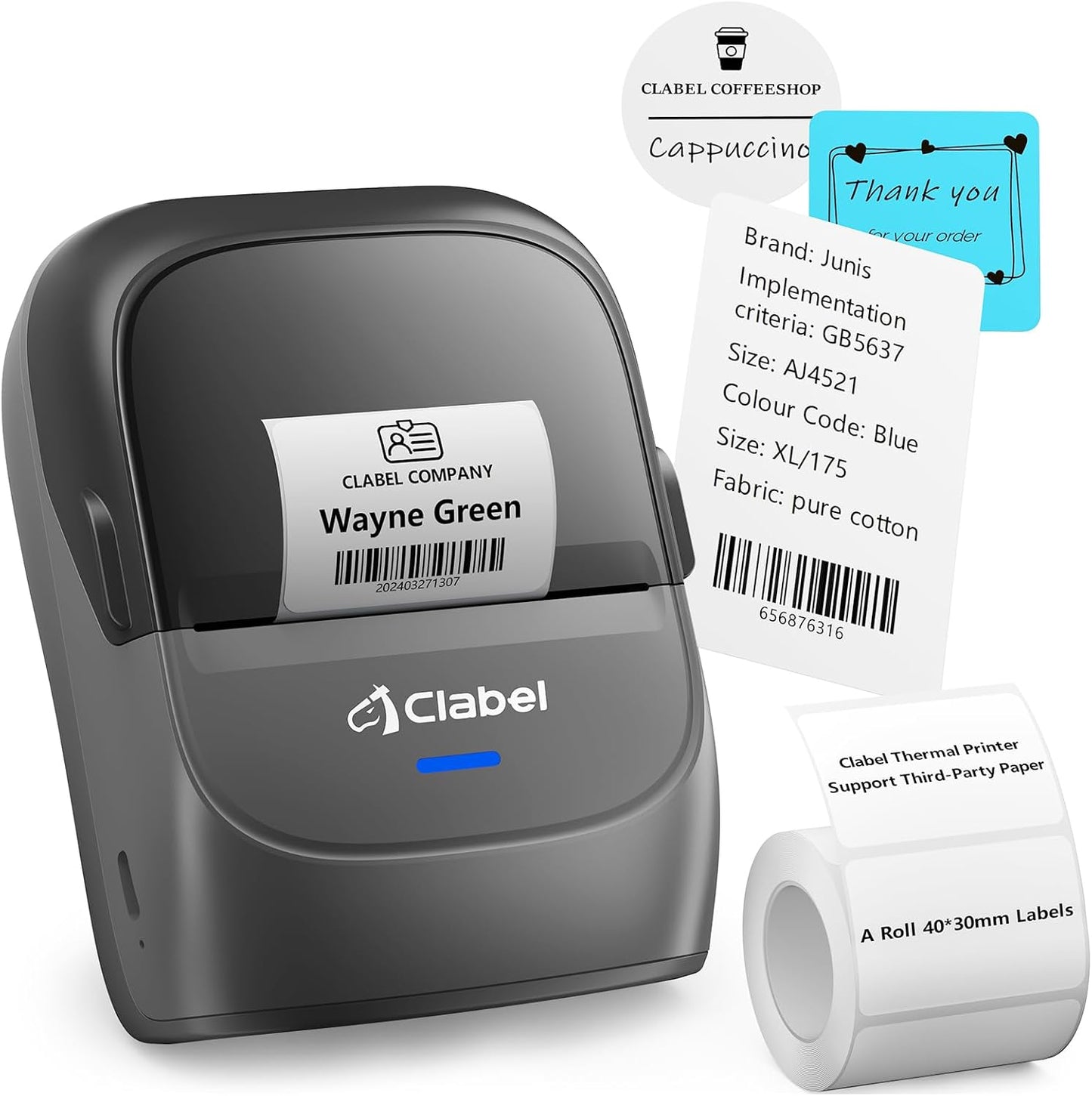CLABEL Label Maker Machine with Tape: 221B Inkless Label Printer 2 Inch Portable Bluetooth Handheld Sticker Barcode Thermal Printer Compatible with Phone & PC for Small Business Retail School Office