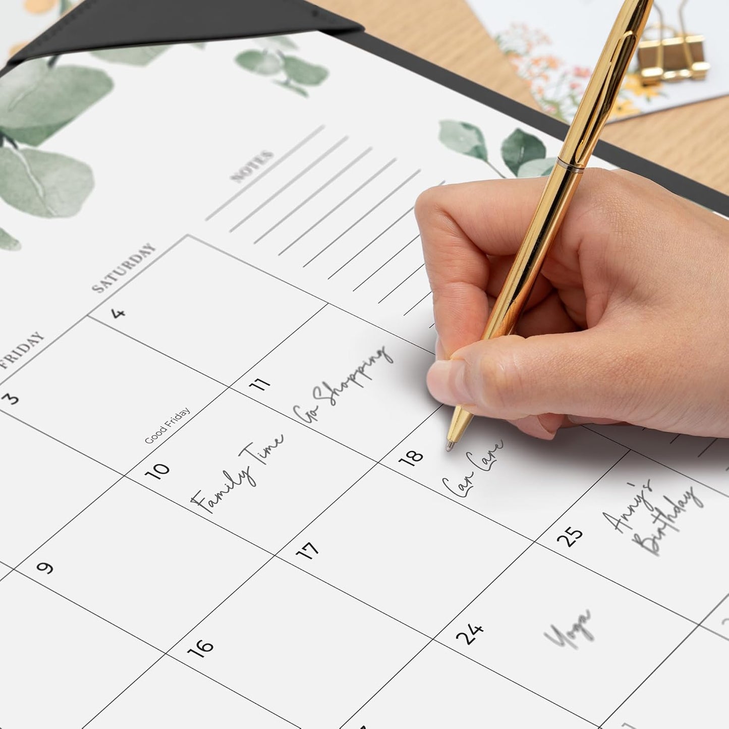 Cabbrix Desk Calendar 2025-2026 with Desktop Mat, 21" x 16.5" Large Desk Calendar July 2025 to December 2026, 18 Months Calendar for Home Office School Planning, Greenery