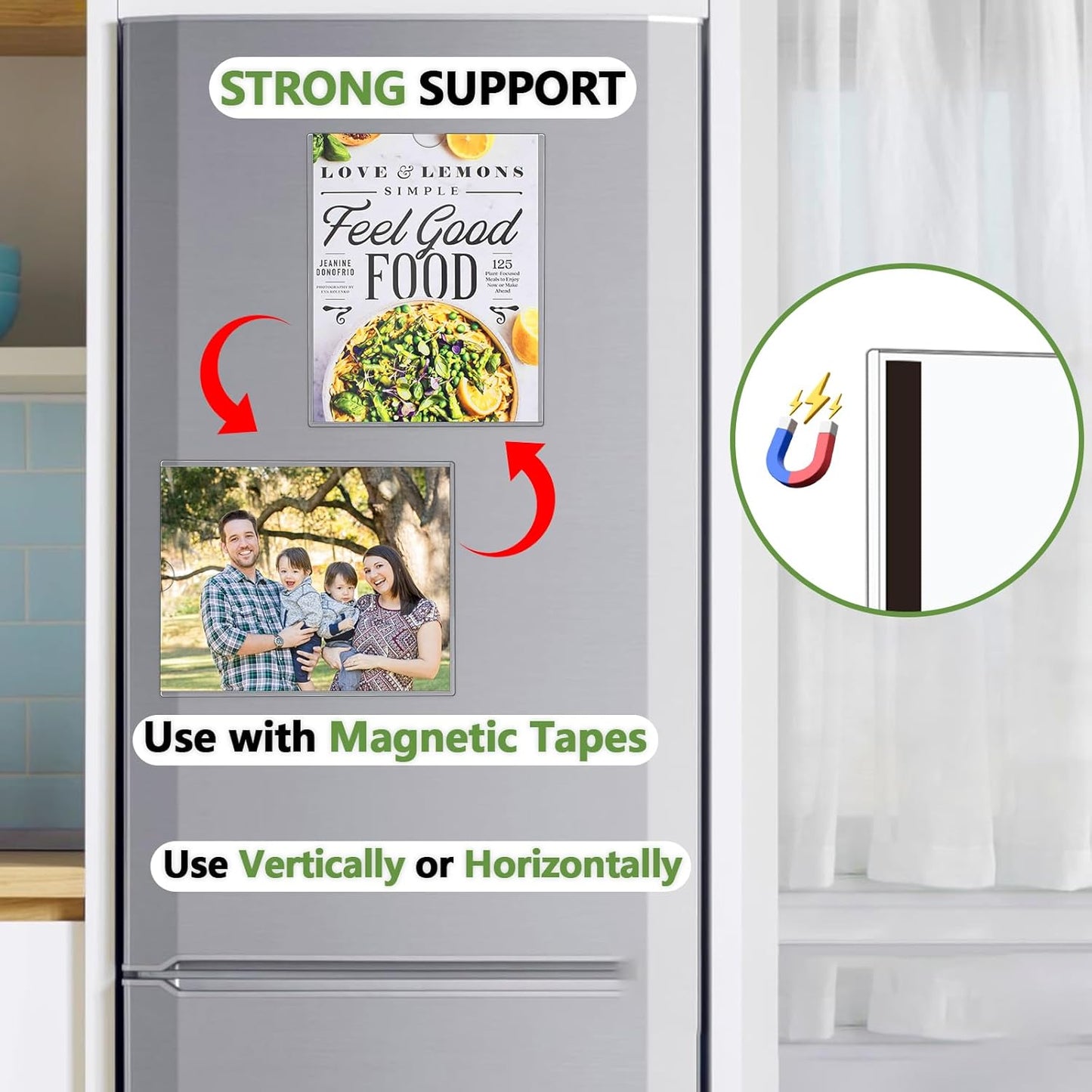 10 Pcs Wall Sign Holder 8.5"x11" Magnetic Sign Holder, Rigid Print Protectors with Adhesive & Magnetic Tapes, Wall Mount Plastic Paper Holder for Office Store Home Window Display (Clear)