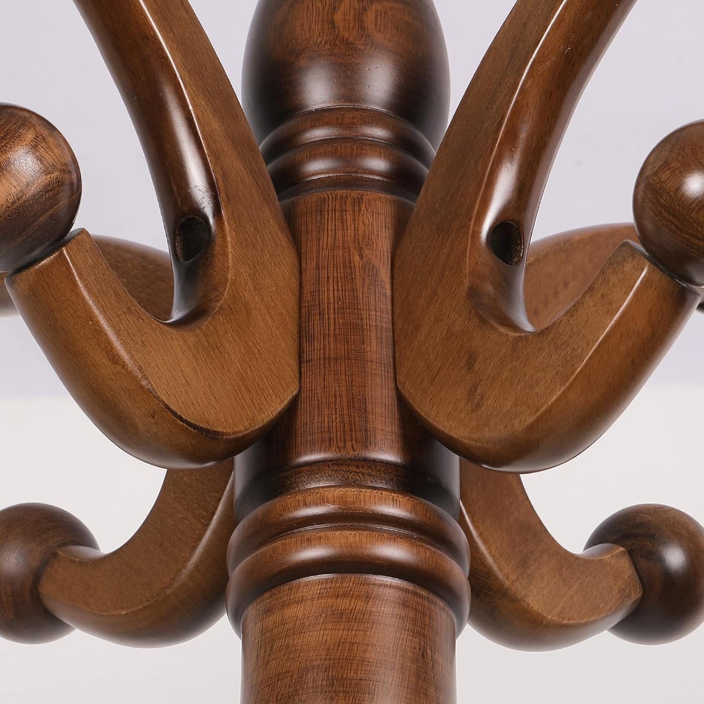 Coat Rack Freestanding Tree Stand with 8 Hooks, 79'' Heavy Duty Premium Ash Wood Hanger Stand, Floor Standing Clothes Hat for Entryway, Corner,Hallway,Bedroom, Office,Brown-Style 2