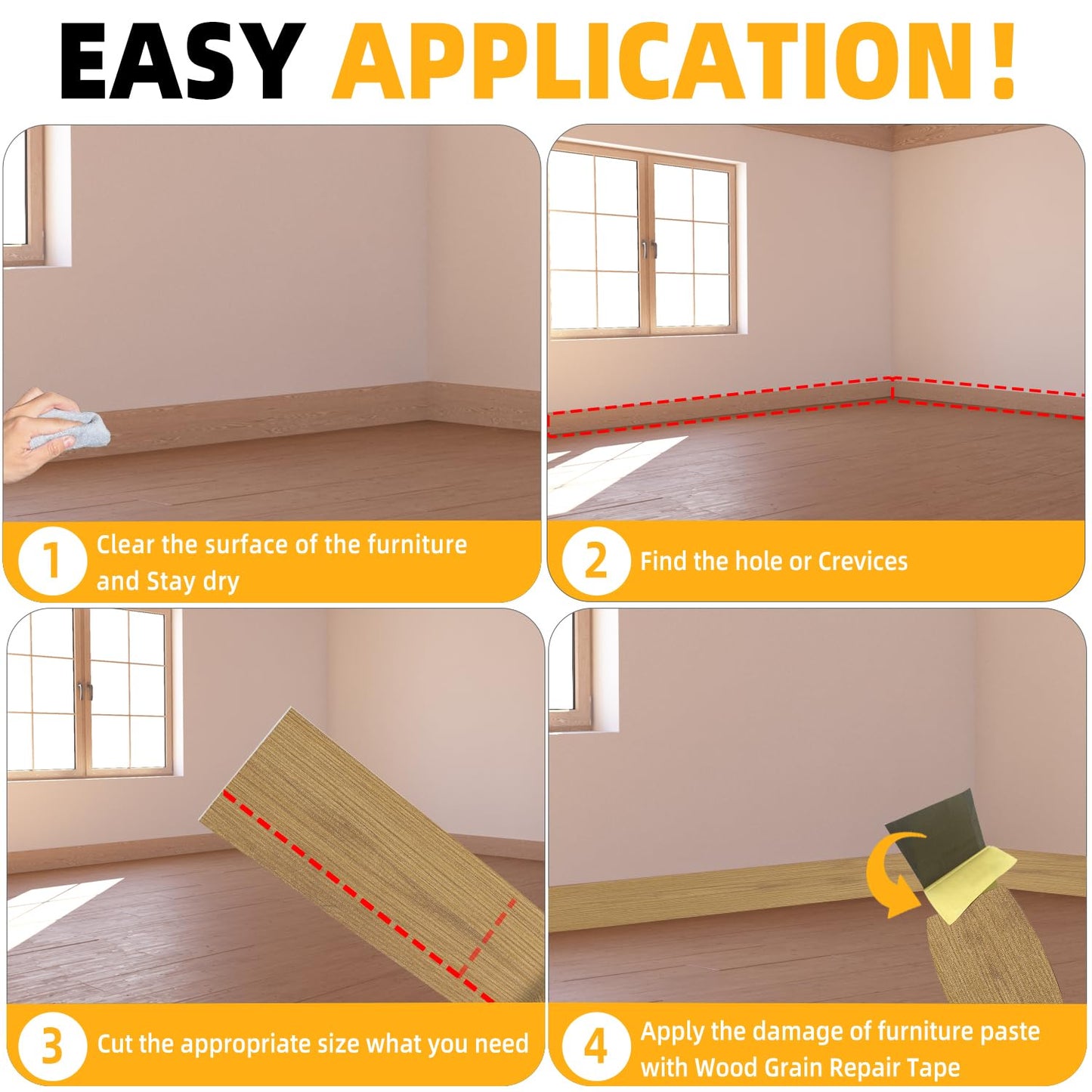 GSCIT Club Wood Grain Repair Tape, 2.3 inch X 15ft Self Adhesive Oak Grain Repair Patch for Tables, Chairs, Baseboards, Doors, Windows, Floors, Handicraft DIY.