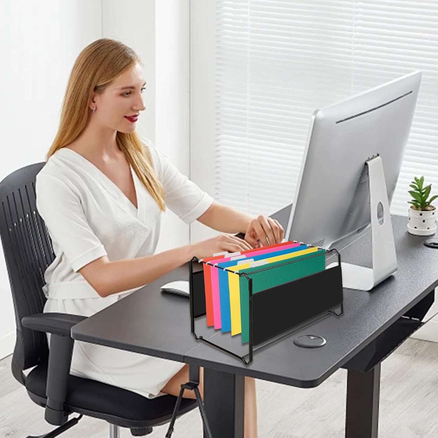 Black Hanging File Folders,50 Packs Letter Size File Folder,Designed for Bulky Files,Filing Cabinet,1/5 Adjustable Tabs for Office,School,Home