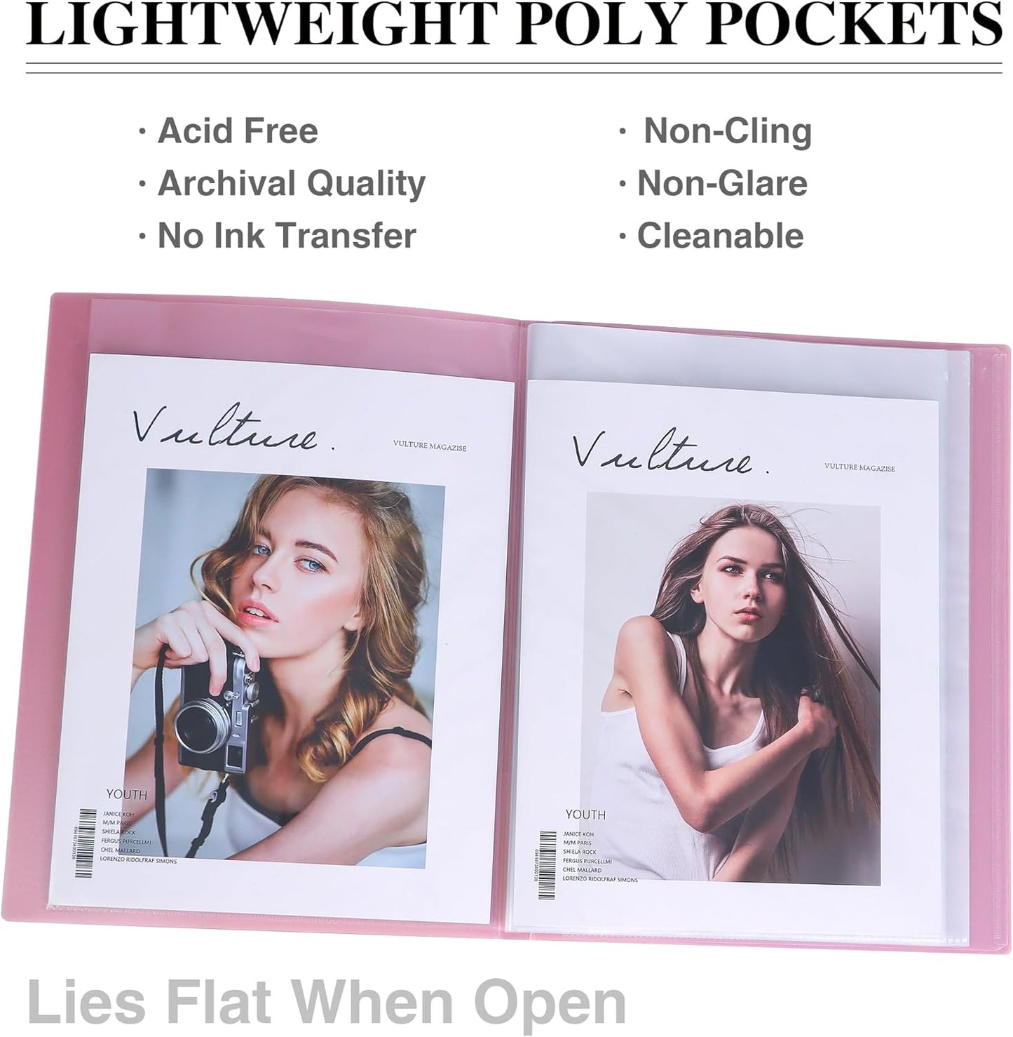 4 Pack Binder with Plastic Sleeves, 20 Pocket Presentation Book with Sheet Protectors, Display 40 Pages of 8.5 x11.8inch Paper, Portfolio Folder for Artwork (Multicolor)