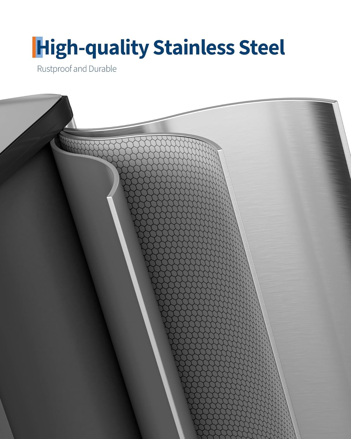 GarveeHome 2 x 8 Gallon Stainless Steel Double Trash Can with Lid for Kitchen, Large Dual Trash and Recycle Bin Combo, Step-on Kitchen Metal Garbage Cans, PP Inner Buckets, Liner Rim, Silver