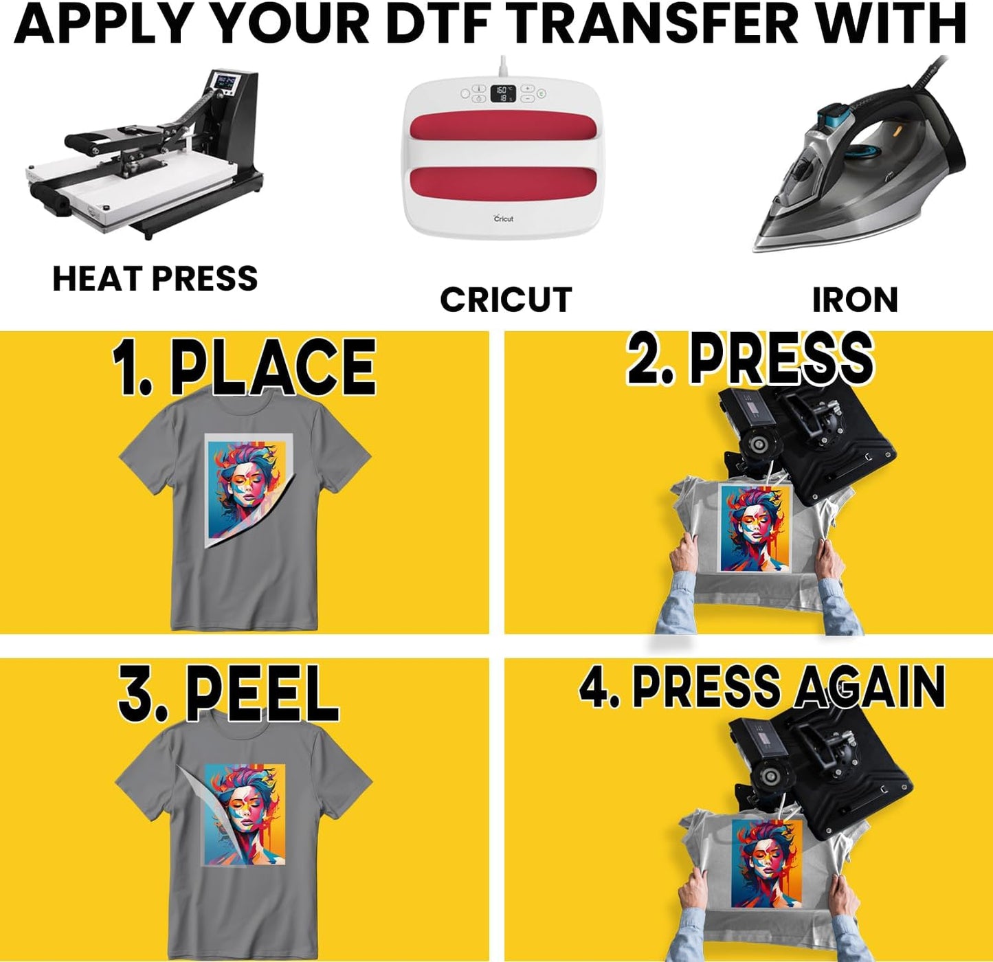 Custom DTF Transfers Ready to Press – Heat Transfer Sheets for Custom T-Shirts, Hoodies & Fabric Printing – No Weeding, Vibrant Colors, Durable & Wash-Resistant - 12x12 inch