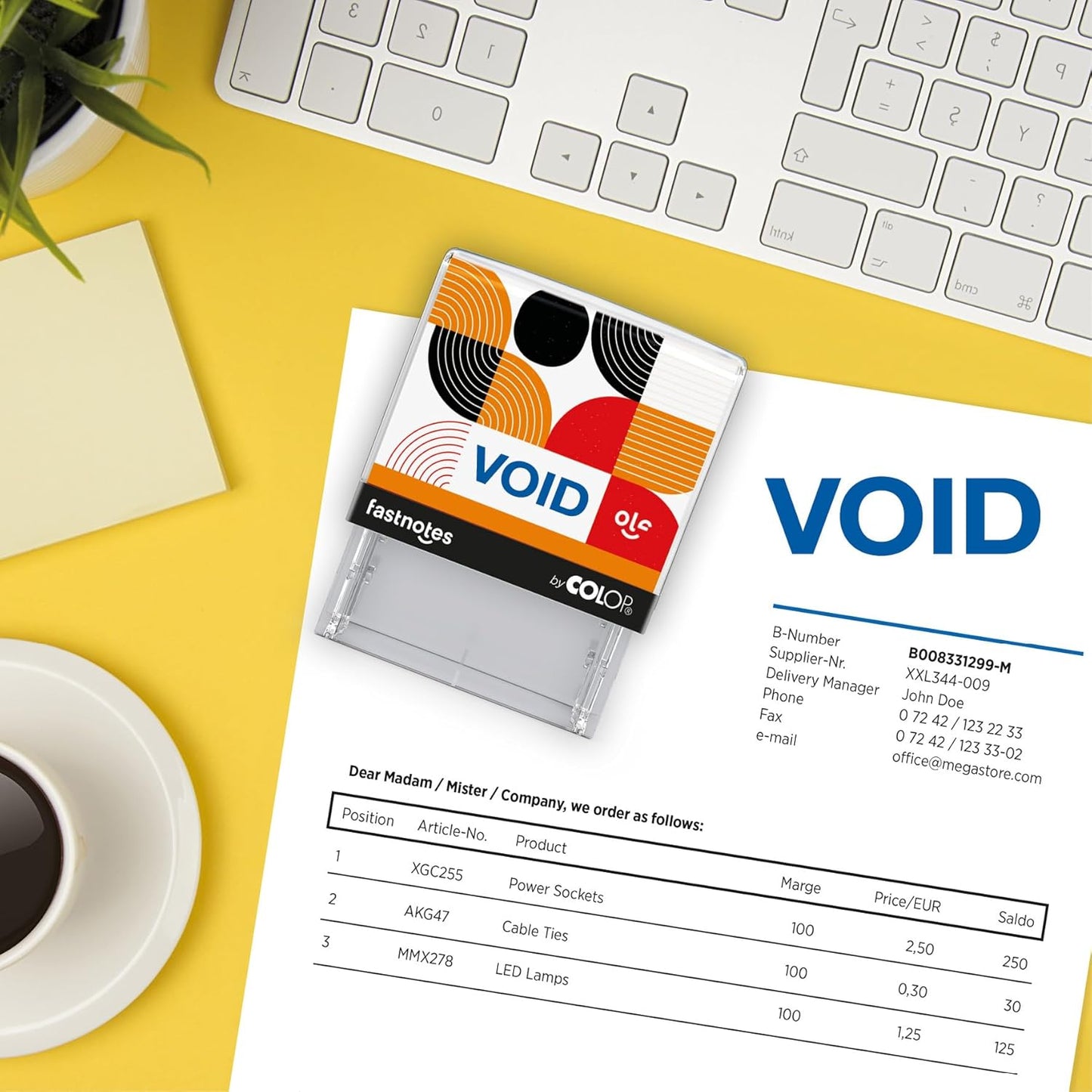 Fastnotes Void Self-Inking Rubber Stamp by COLOP - Great for Office Documents, Notary, Warehouse, Accounting Paperwork, Business, and Legal Documentation - Blue Ink (Void- Blue)