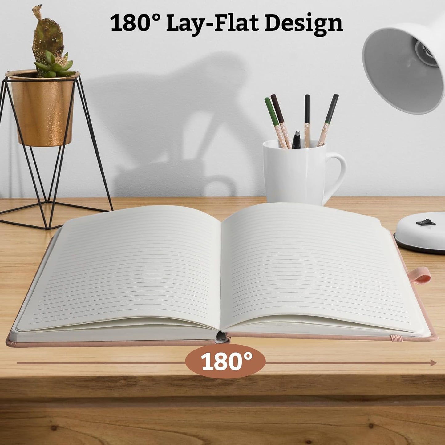 2Pack Lined Hardcover Journal Notebook, A5 192 Pages 100Gsm Thick Paper College Ruled for School,Note Taking,Work,Diary，5.7"*8.3",Blush