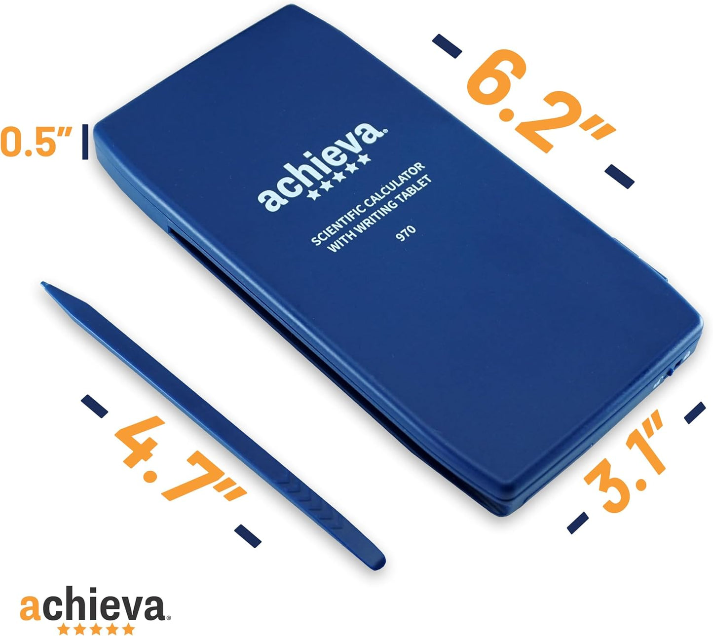 Achieva Scientific Calculator with Erasable LCD Writing Tablet | 2-Line Display | Dual Solar & Battery Power | for Students in Middle School, High School (970)