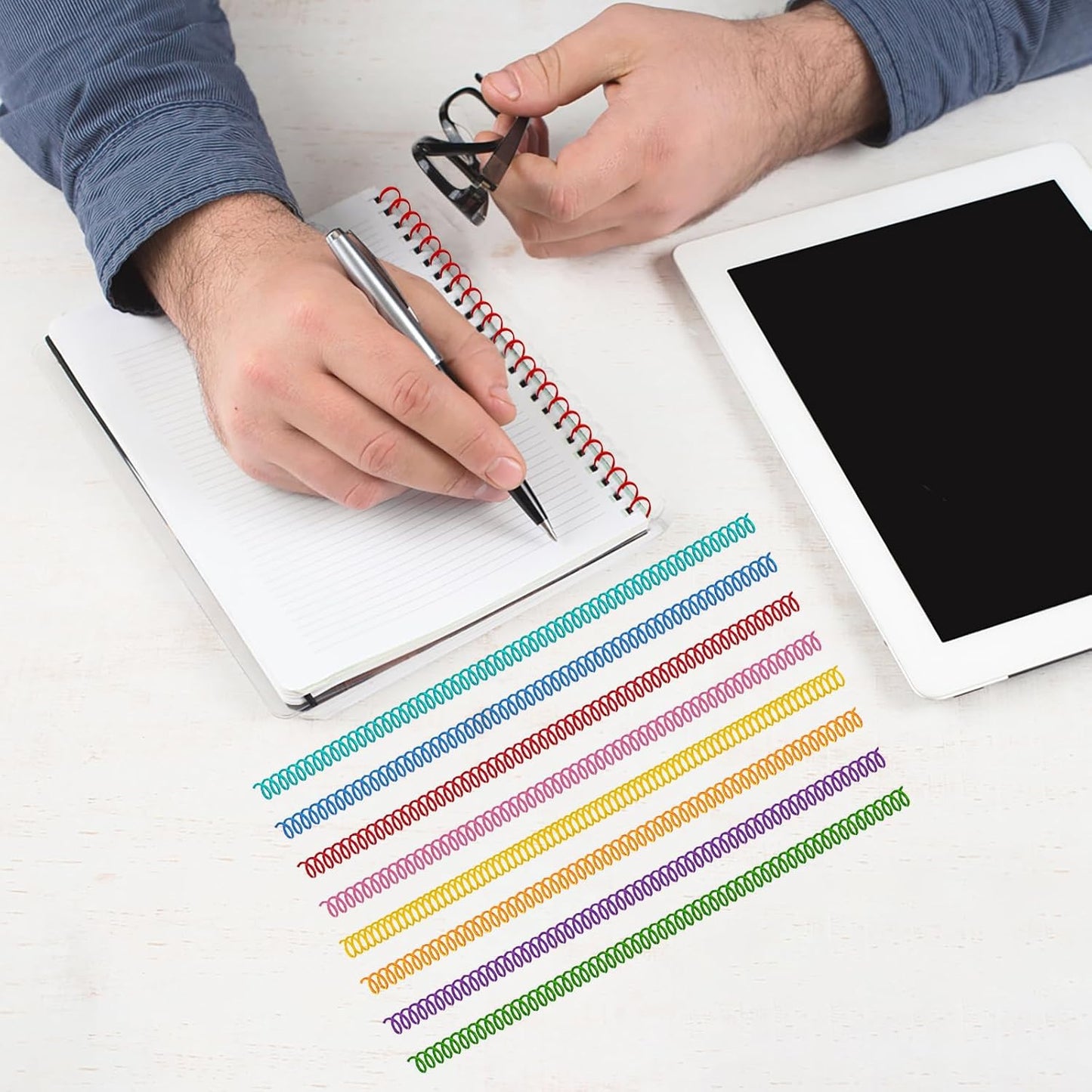 120 Pack Plastic Spiral Binding Coils Binder Binding Spirals Rings Multi Size Spiral Binding Wire Combs Spines Coils, 4:1 Pitch (1/4 Inch,Multicolor)