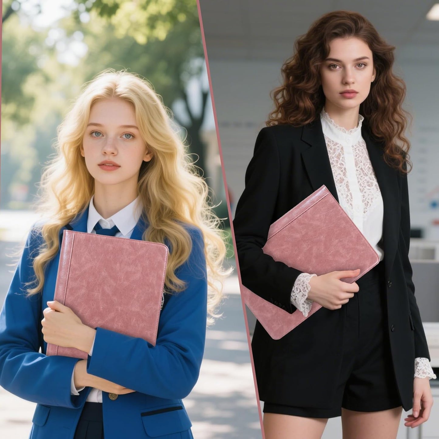 Calfinder Personalized Padfolios Portfolio Binder,3 Ring Leather Binder with Zipper,Professional Padfolios for Women&Men, Business Portfolio Organizer for Resume, Leather Folder for Ipad