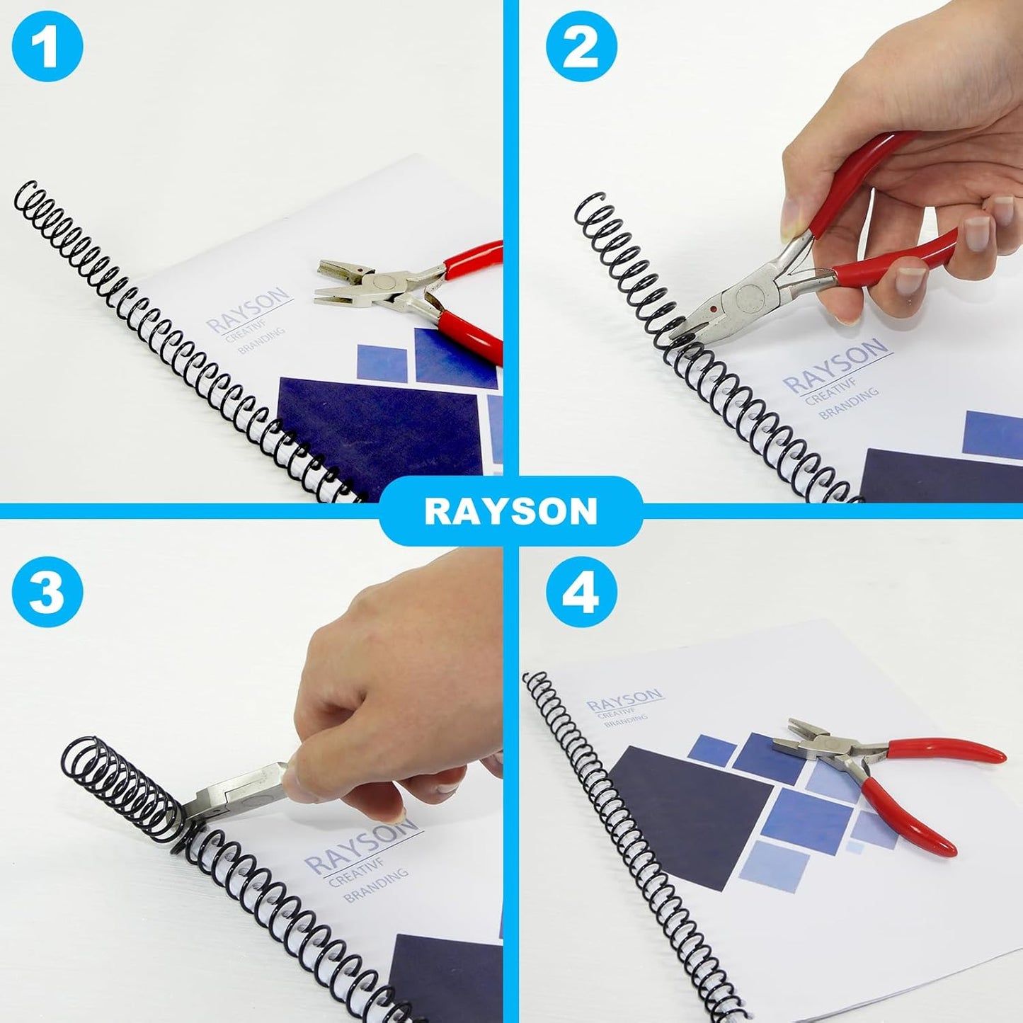 Rayson Plastic Spiral Binding Coil, Mixed Sizes (5/16", 3/8", 1/2", 5/8", 3/4") 4:1 Pitch Black Coil Binding Spines for Business and Educational Purposes, Pack of 125