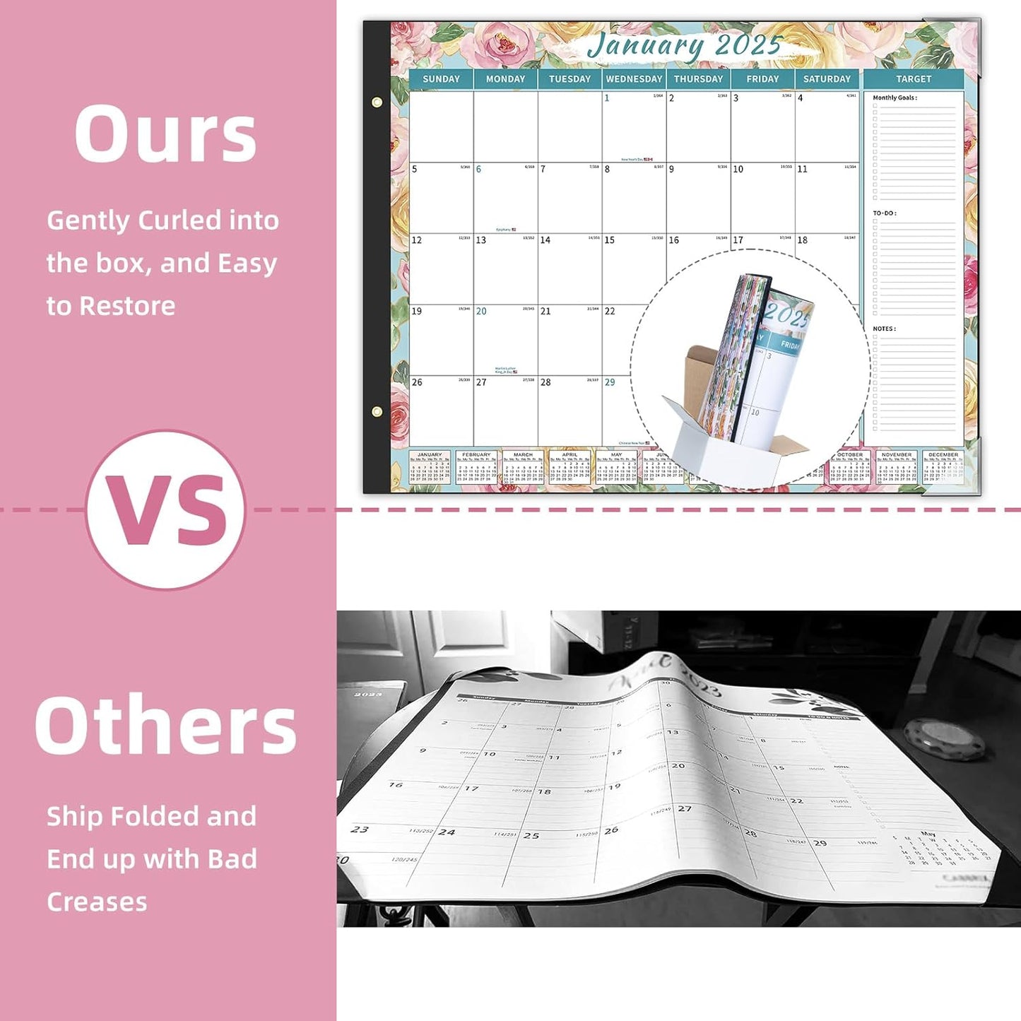 Ospelelf Desk Calendar 2025-2026 Large 22'' x 17'', Monthly Desktop Calendars, 18 Month Family Calendars, Use Jan 2025 - June 2026