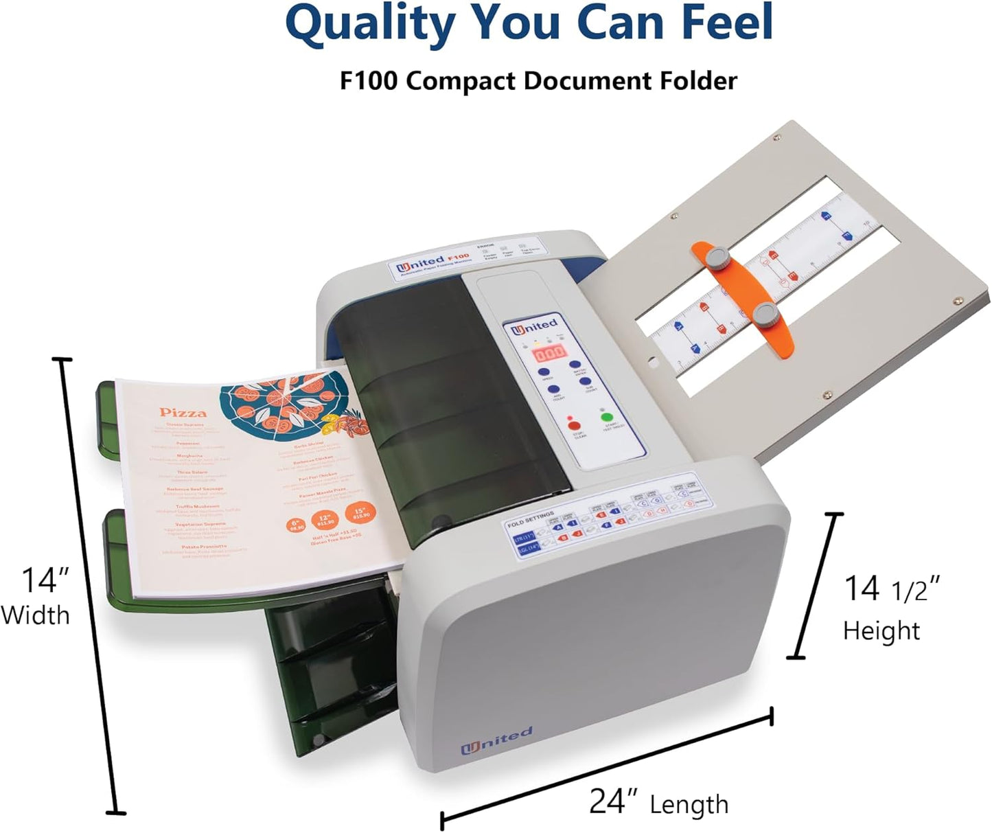 United Office Products F100 Automatic Paper Folding Machine, 200-Sheet Capacity, Folds Letter and Legal Size Paper, High-Speed Letter Folding Machine for Offices, Schools and Churches