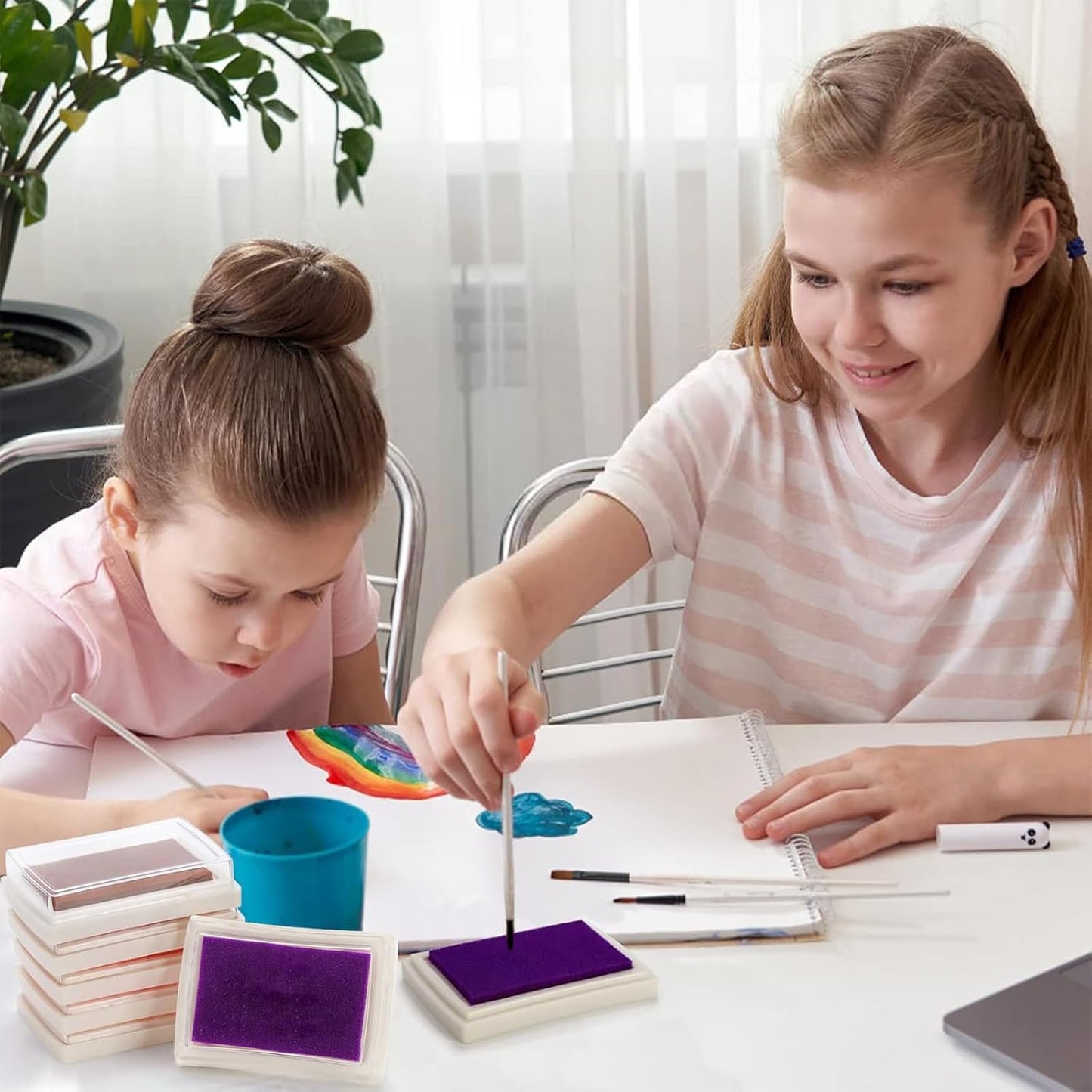 DEAYOU 30 Pack Craft Ink Pads, Washable Finger Stamp Pad for Rubber Stamps, Card Making, Paper, Wood, Fabric, Scrapbooking, DIY, Children, Adult, 15 Colors