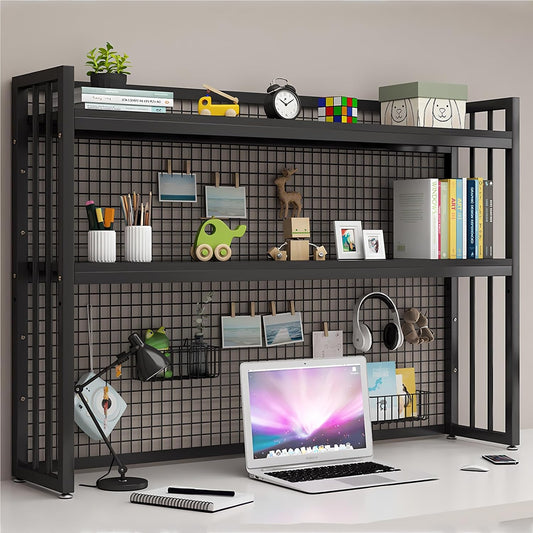 FPIGSHS Adjustable Desk Bookshelf Organizer Rack, Desktop Bookcase for Computer Desk，Office Supplies Organizers and Accessories Storage Display Shelf (E, 115cm)