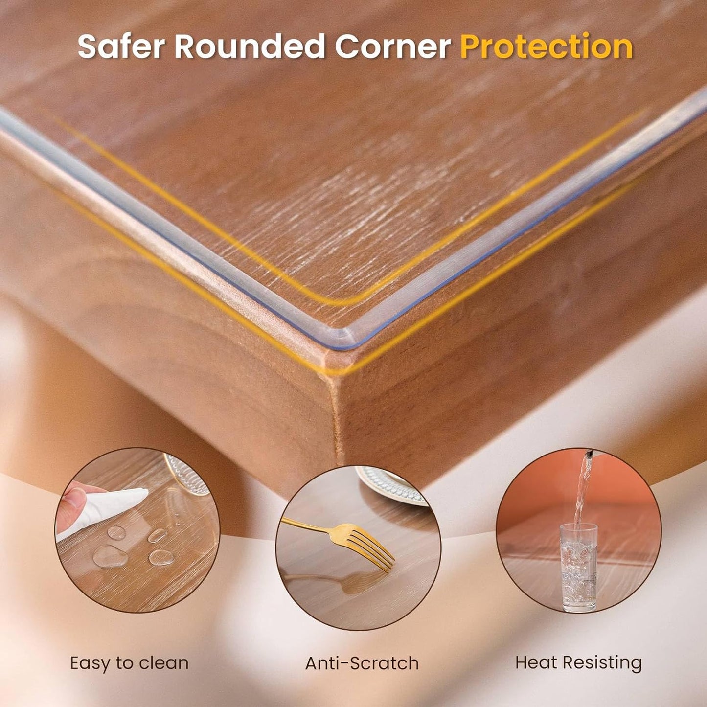 Clear Table Cover Protector, 32 x 32 Inch Table Protector for Dining Room Table, 1.5mm Thick Clear Plastic Table Cover, Table Pad Mat for Kitchen, Writing Desk Pad for Desktop