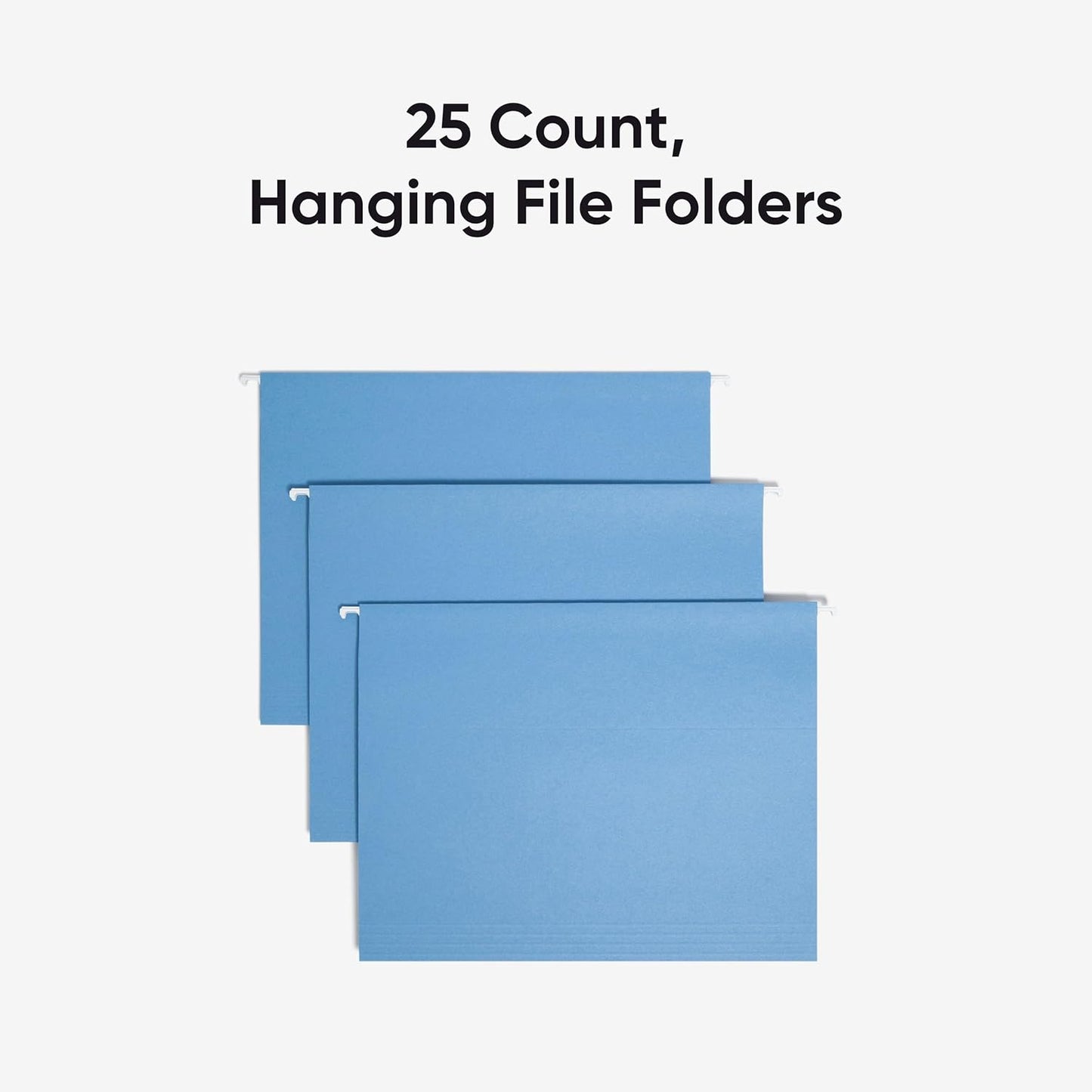 Smead Standard Hanging File Folders, 25 Count, Blue, 1/5-Cut Adjustable Tabs, Letter Size (64060)
