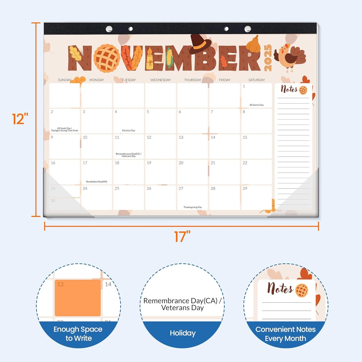 SUNEE Desk Calendar 2025-2026, 18 Months from Oct. 2025 to Mar. 2027, 17"x12" Academic 2026 Calendar for Home, School, or Office Desk Top Organizing, Seasons Color Monthy Calendar 2026