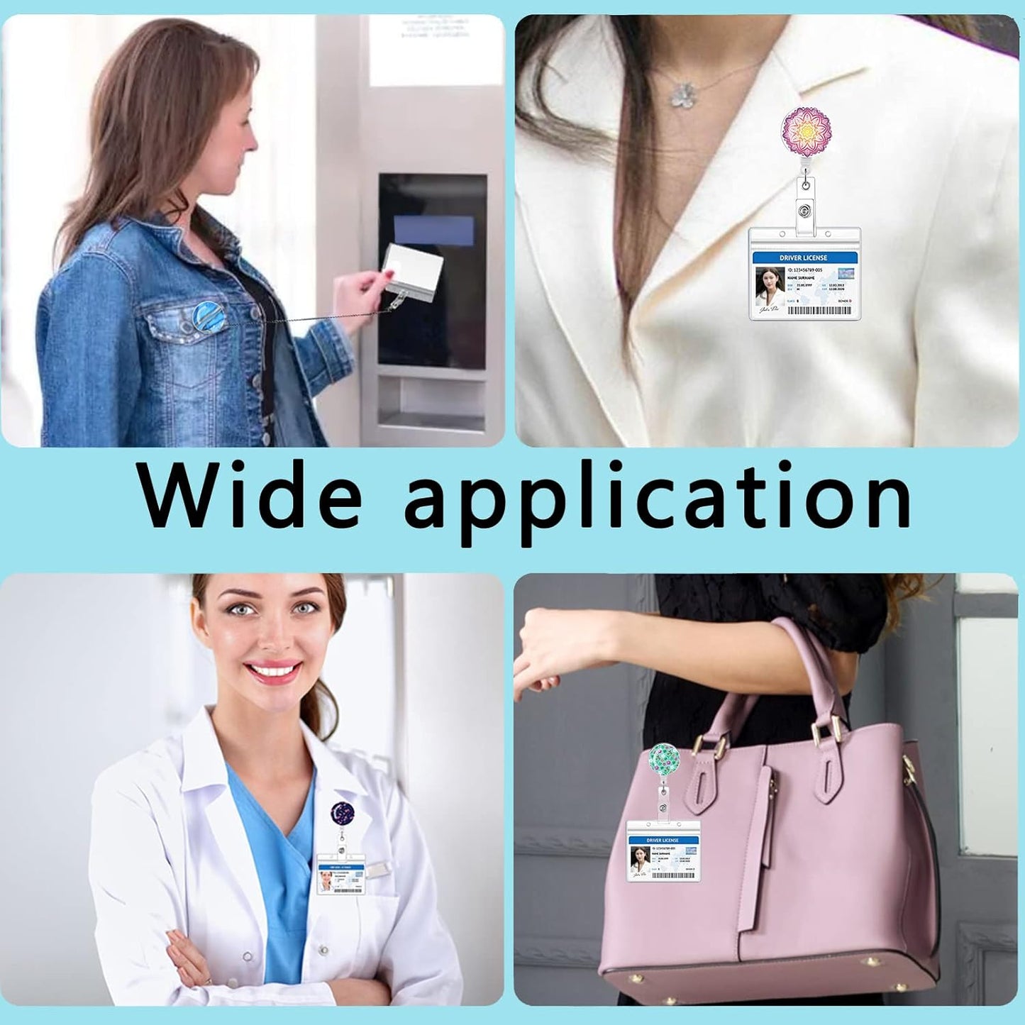 Daisy Marble Puppy 15 Pack Retractable Id Badge Clip Holder - Cute Badge Reels