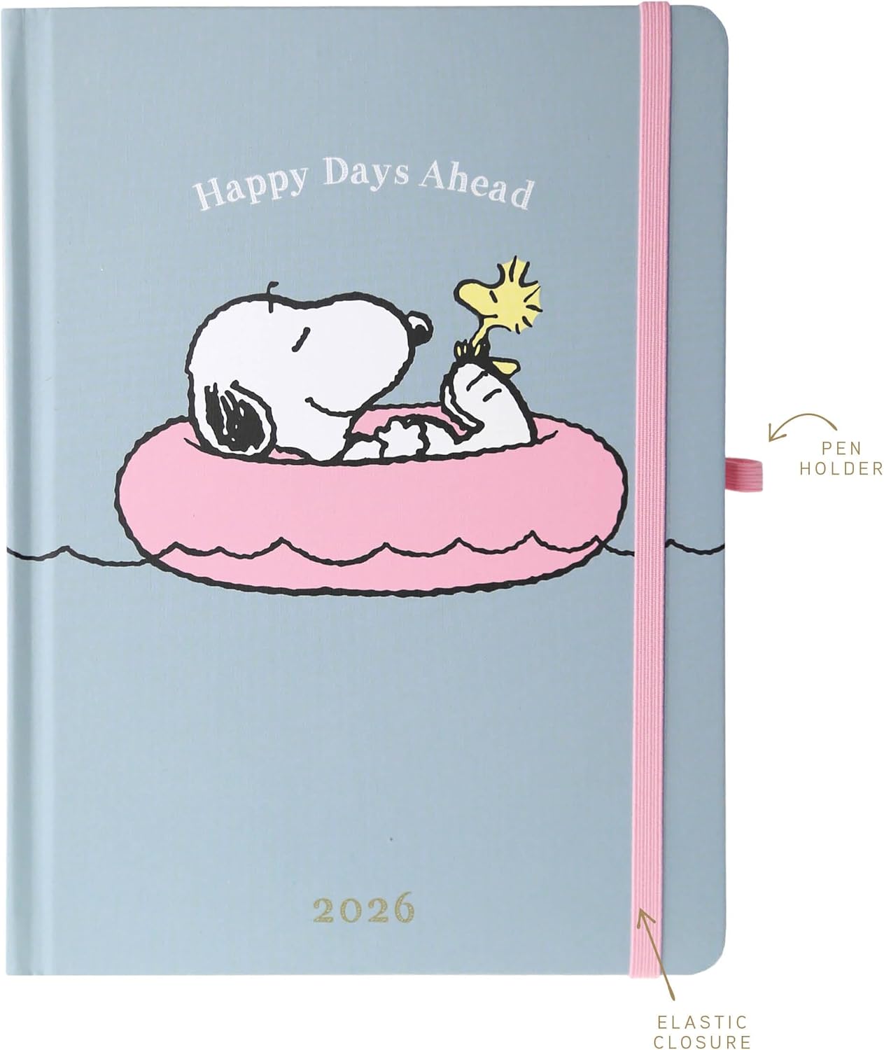 July 2025 – Dec. 2026 Planner by Graphique, Weekly and Monthly Planner, 18 Months Calendar, Hardcover, Peanuts Pink Floatie, 6” x 8”