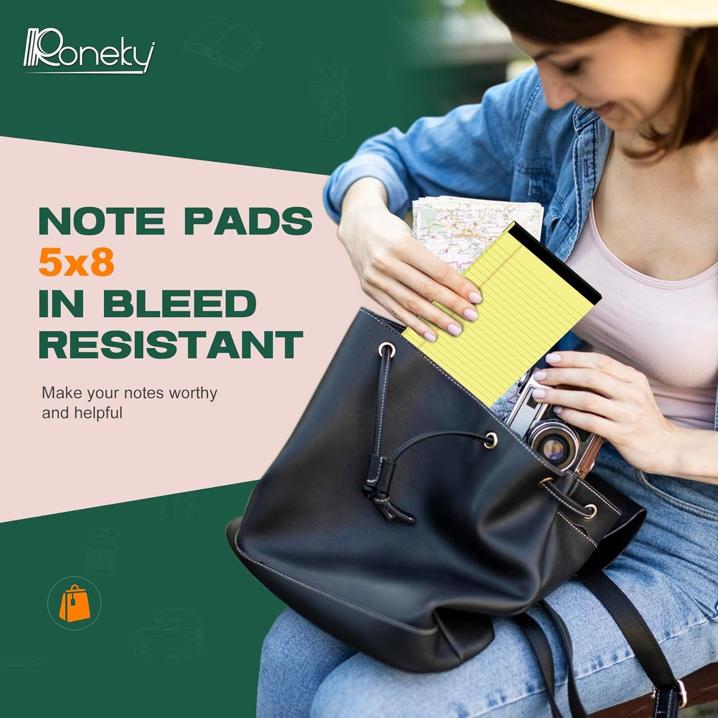 Yellow Legal Pads 5x8 Notepads, 12 Pack Small Note Pads 5x8 College Ruled Perforated Memo Pad for Work, Narrow Ruled Lined Writing Pads, 30 Sheets Per Pad, Mini Notepad for Office Home School