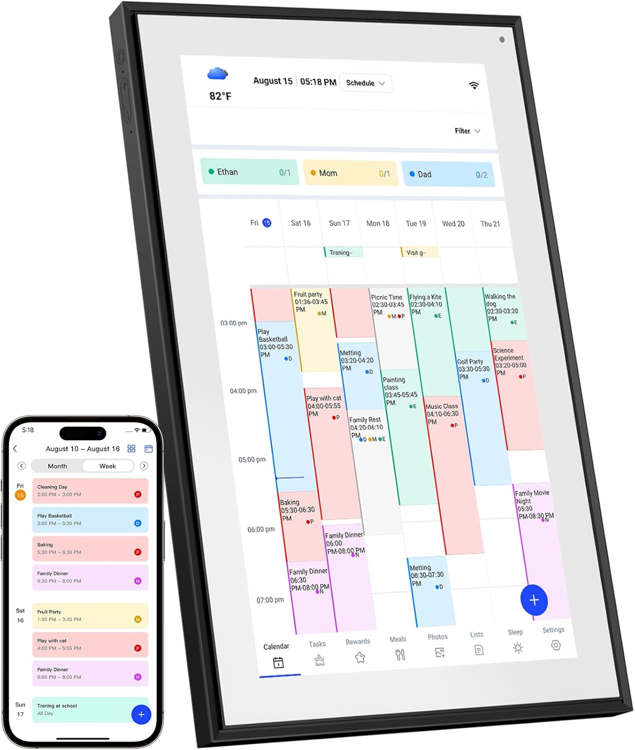 15.6 Inch Digital Calendar Wall Planner 2025-2026 – HD Touchscreen Smart Photo Display for Family Schedules, 32GB Electronic Calendar Chore Chart + To-do List, Wall Mount & Desktop Stand